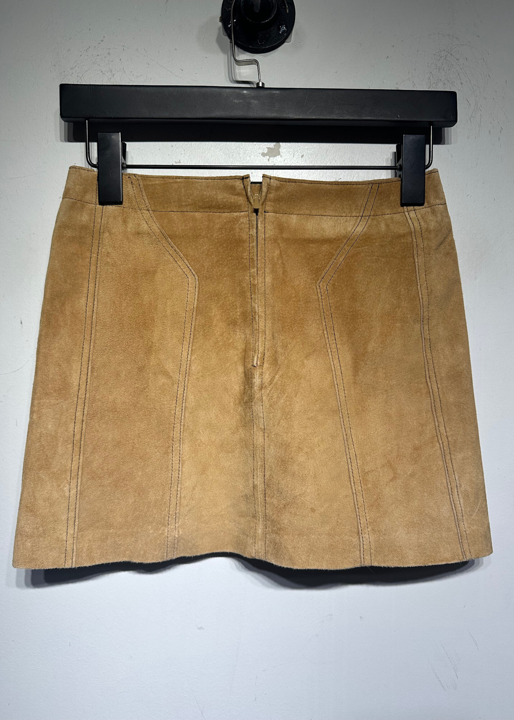 Bebe 2000s Tan Suede Lace Mini Skirt 26"