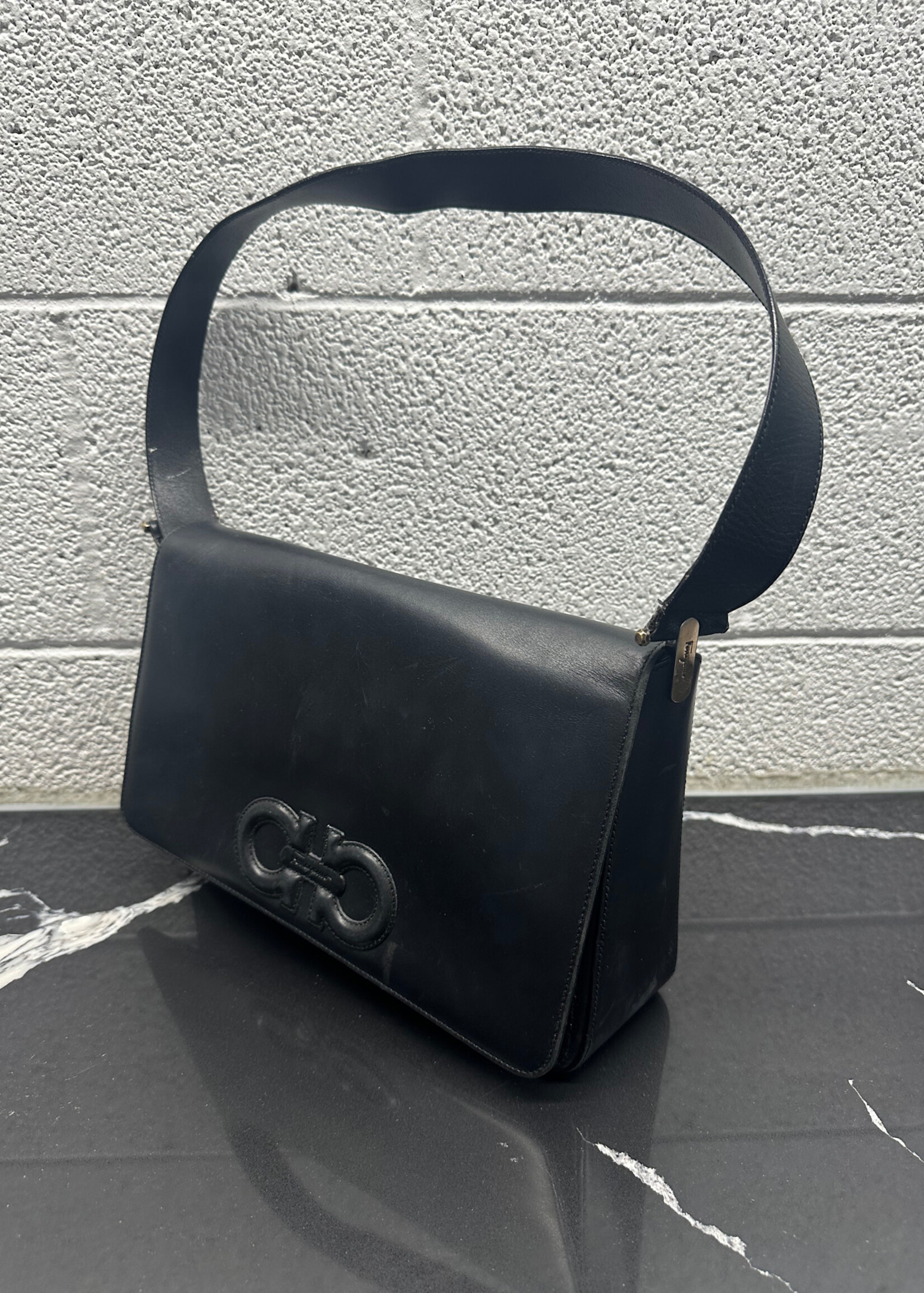Ferragamo Vintage Leather Shoulder Bag AS IS