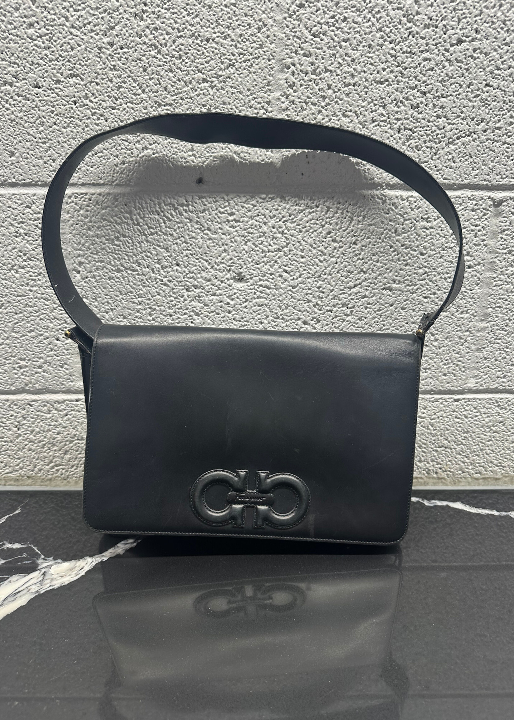 Ferragamo Vintage Leather Shoulder Bag AS IS