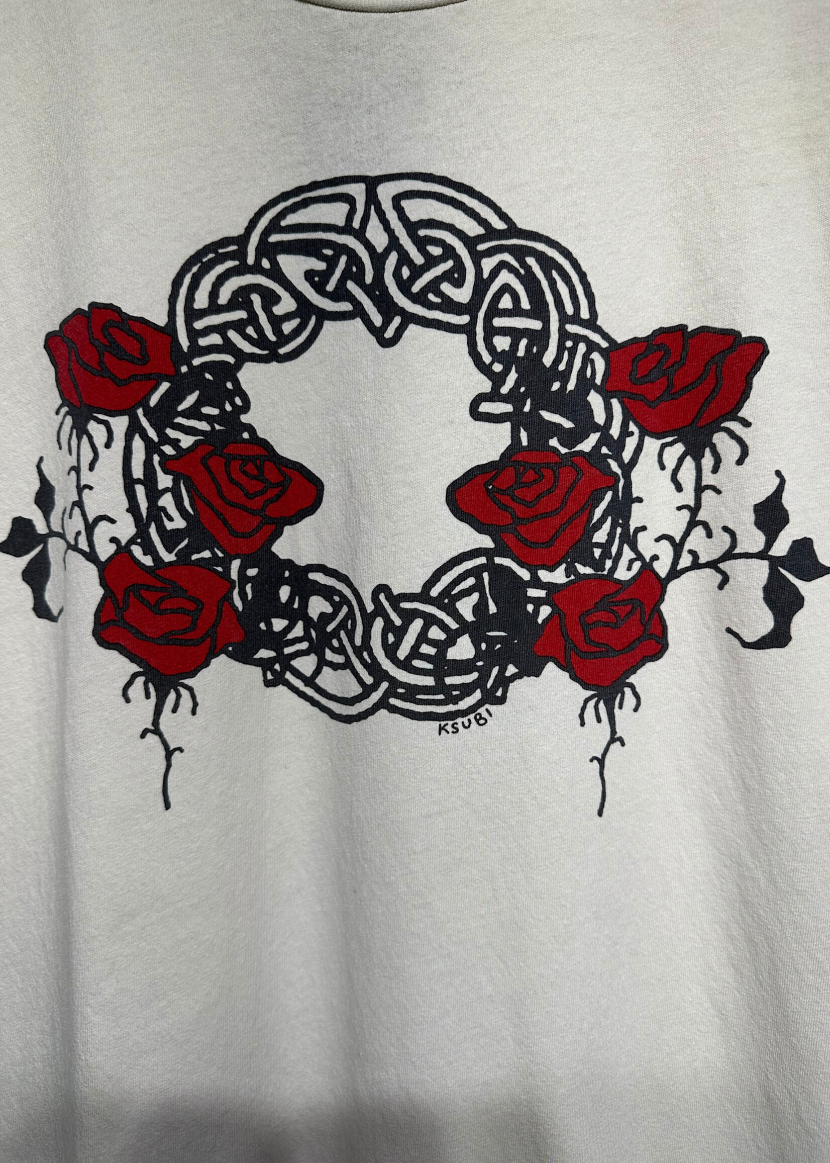 Ksubi Crème Rose Raw Hem Back Tee L