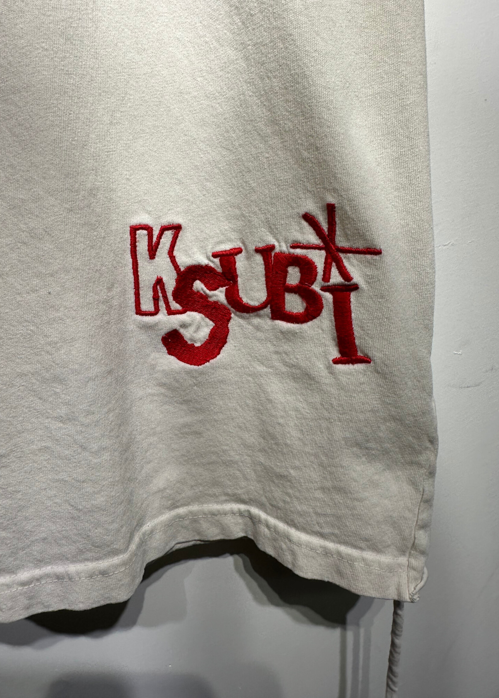 Ksubi Crème Rose Raw Hem Back Tee L