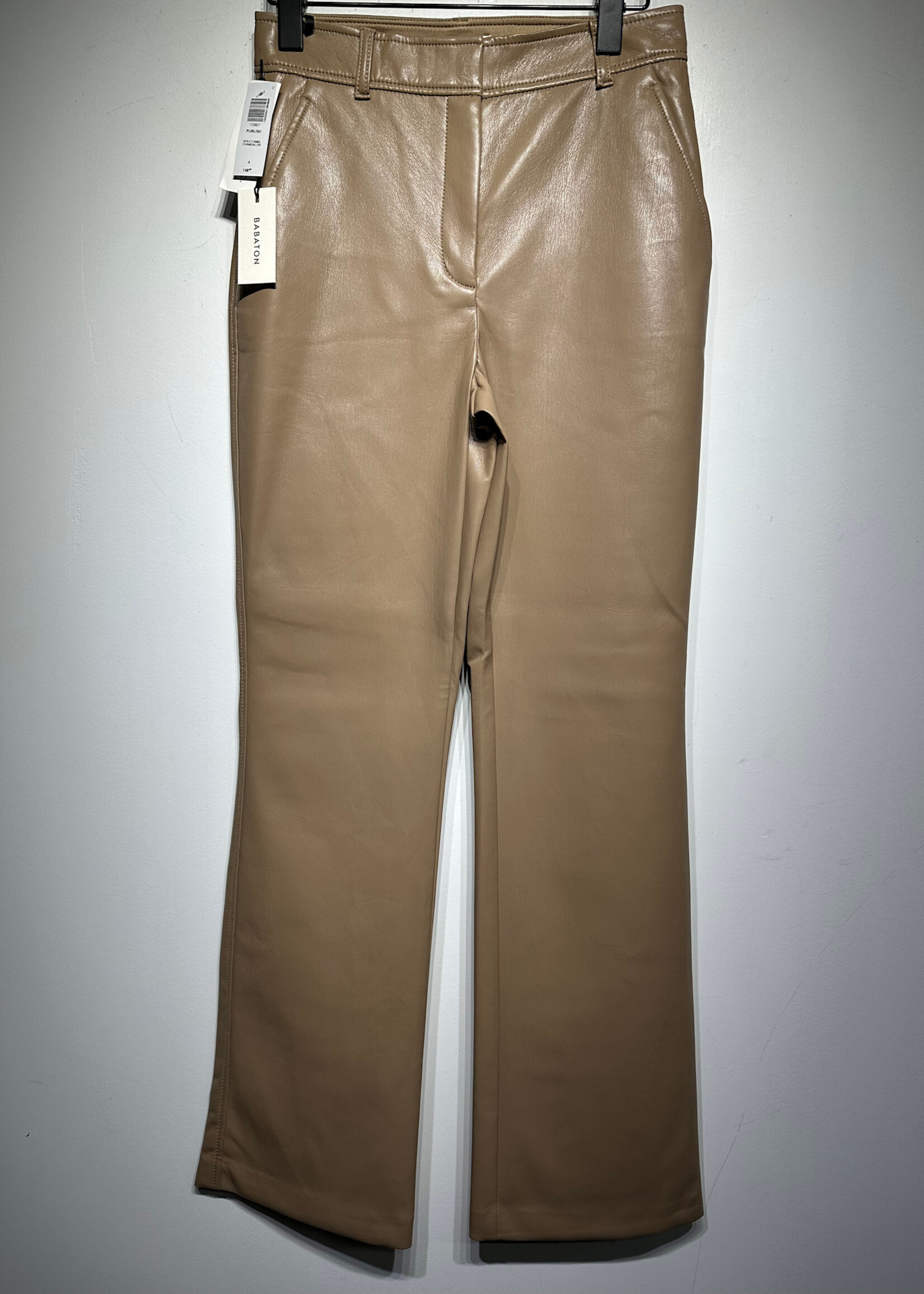 NWT Babaton Beige Faux Leather Pants Fem 26