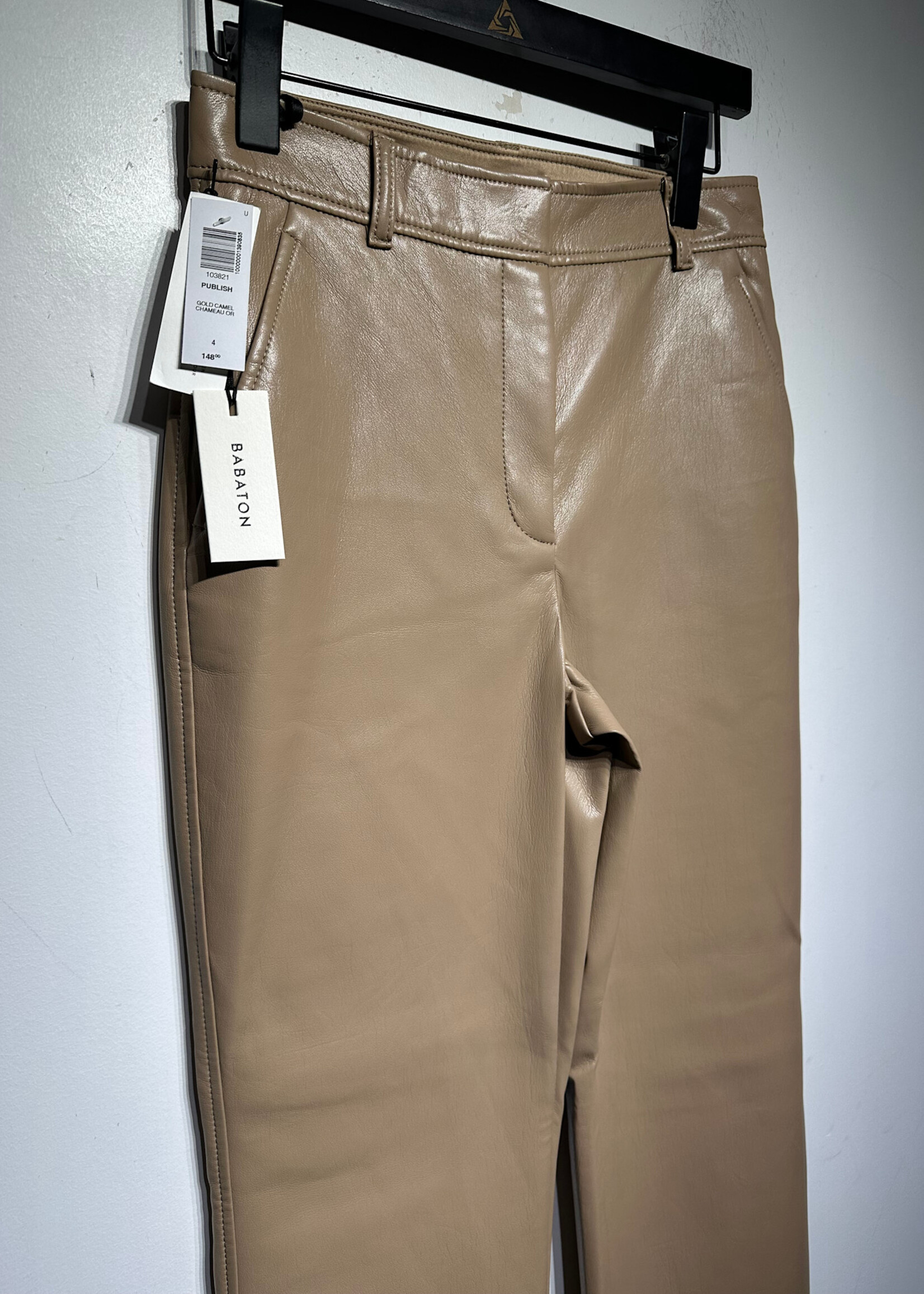 NWT Babaton Beige Faux Leather Pants Fem 26
