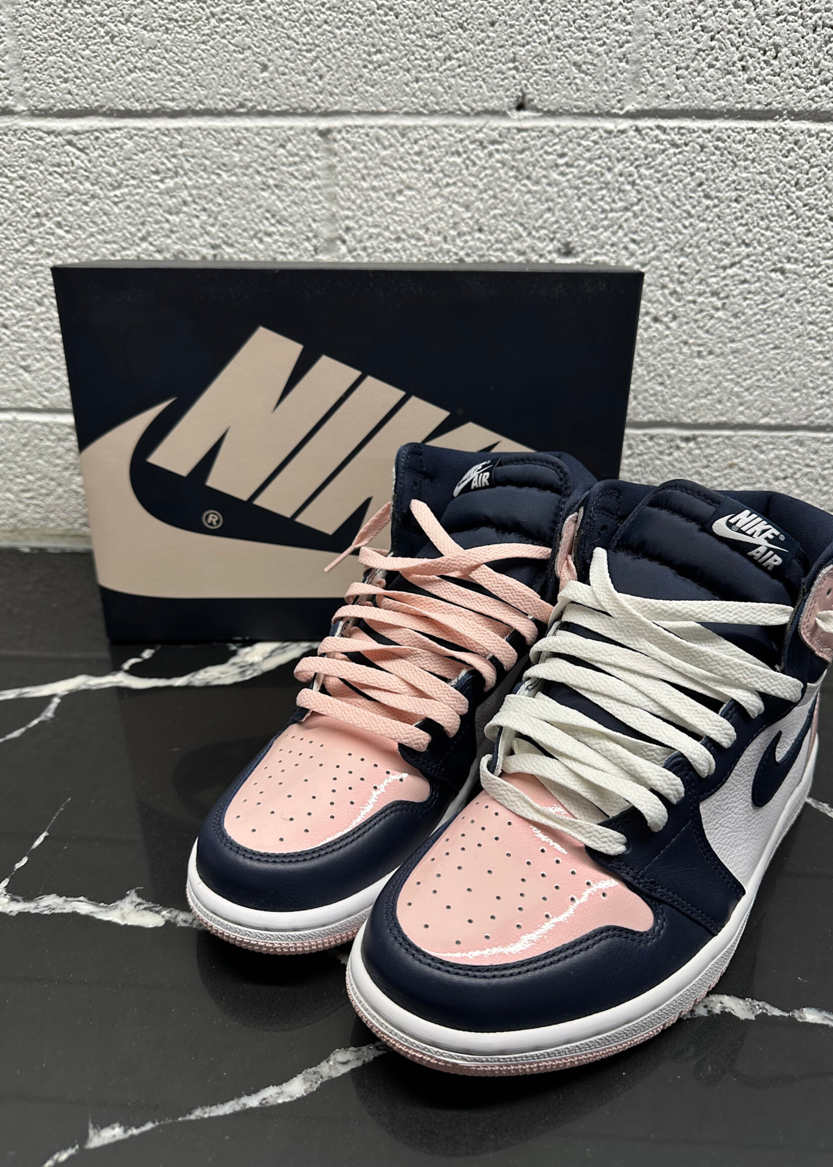 JORDAN 1 PINK NAVY SNEAKERS FEM 9.5/Masc 8