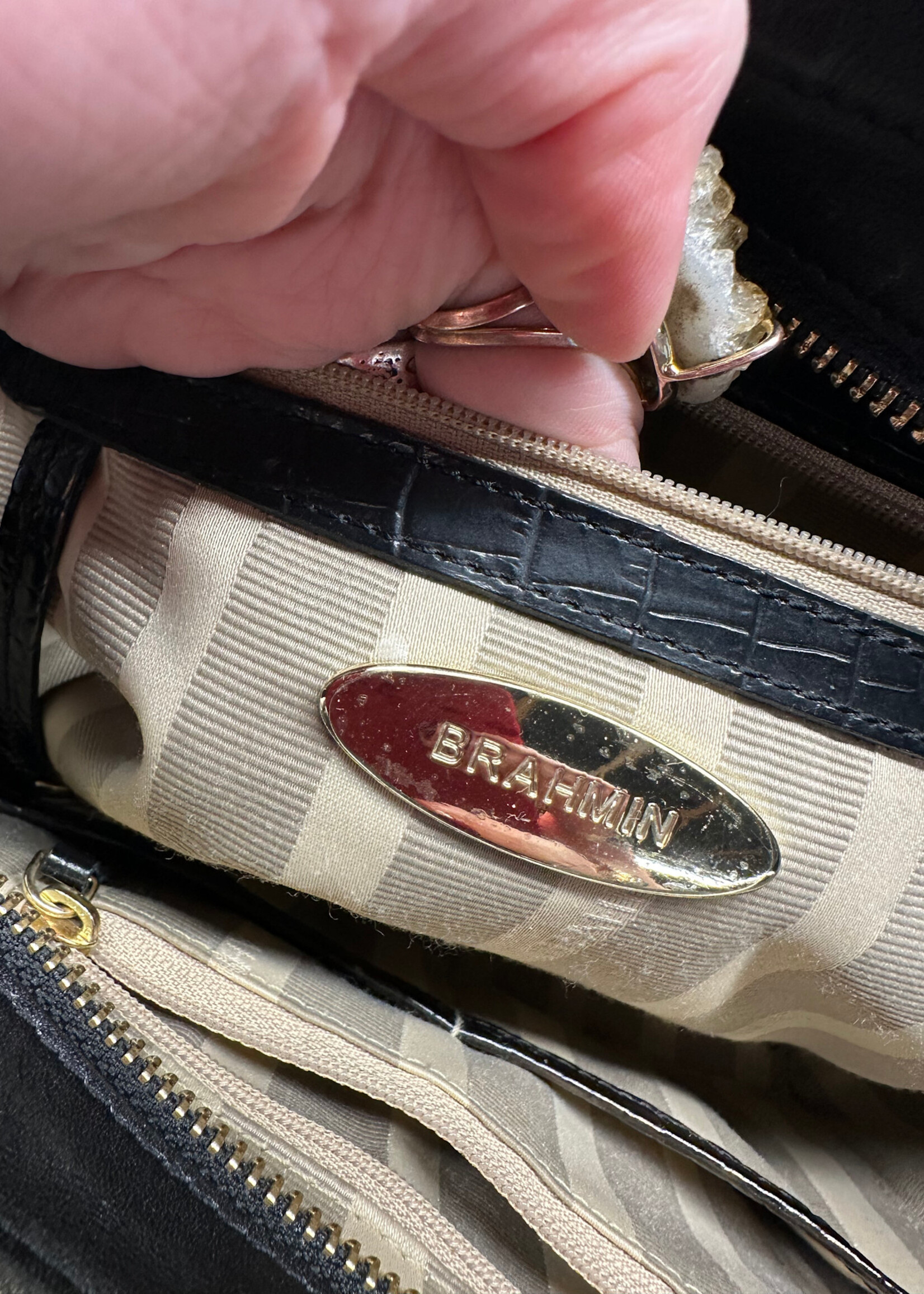 Brahmin Black Reptile Skin Purse