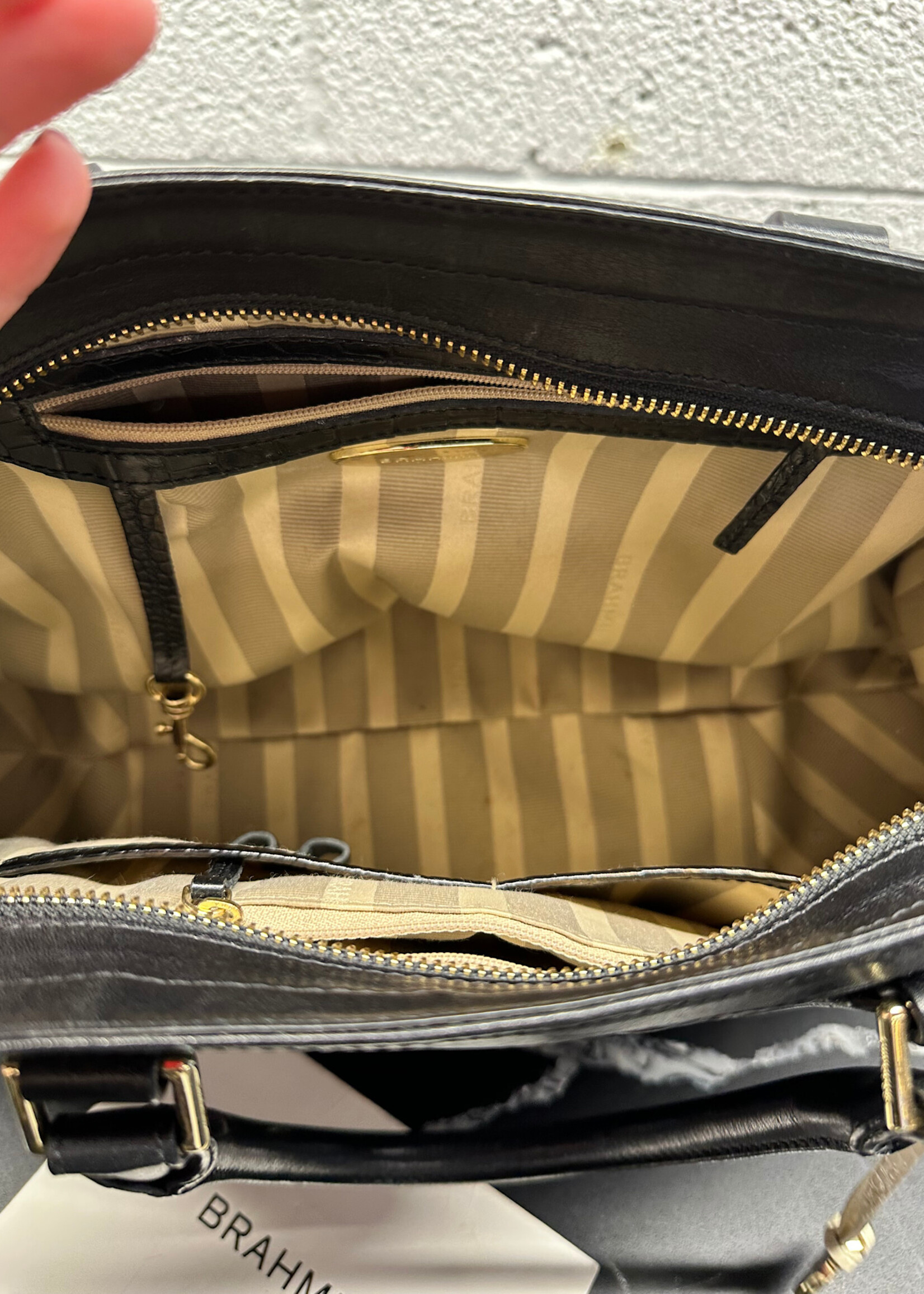 Brahmin Black Reptile Skin Purse