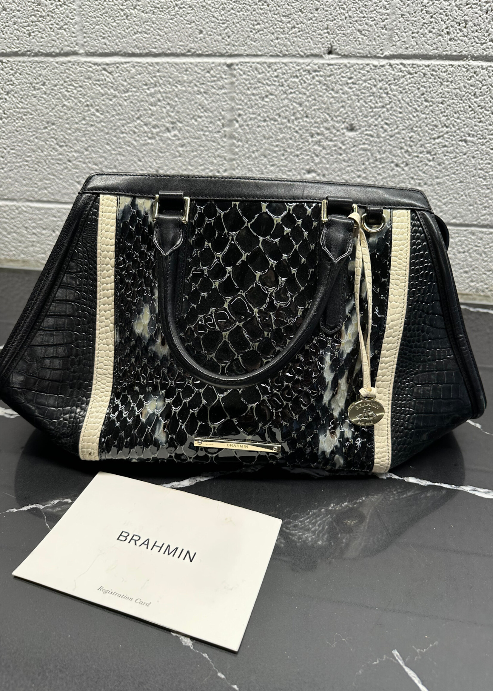 Brahmin Black Reptile Skin Purse