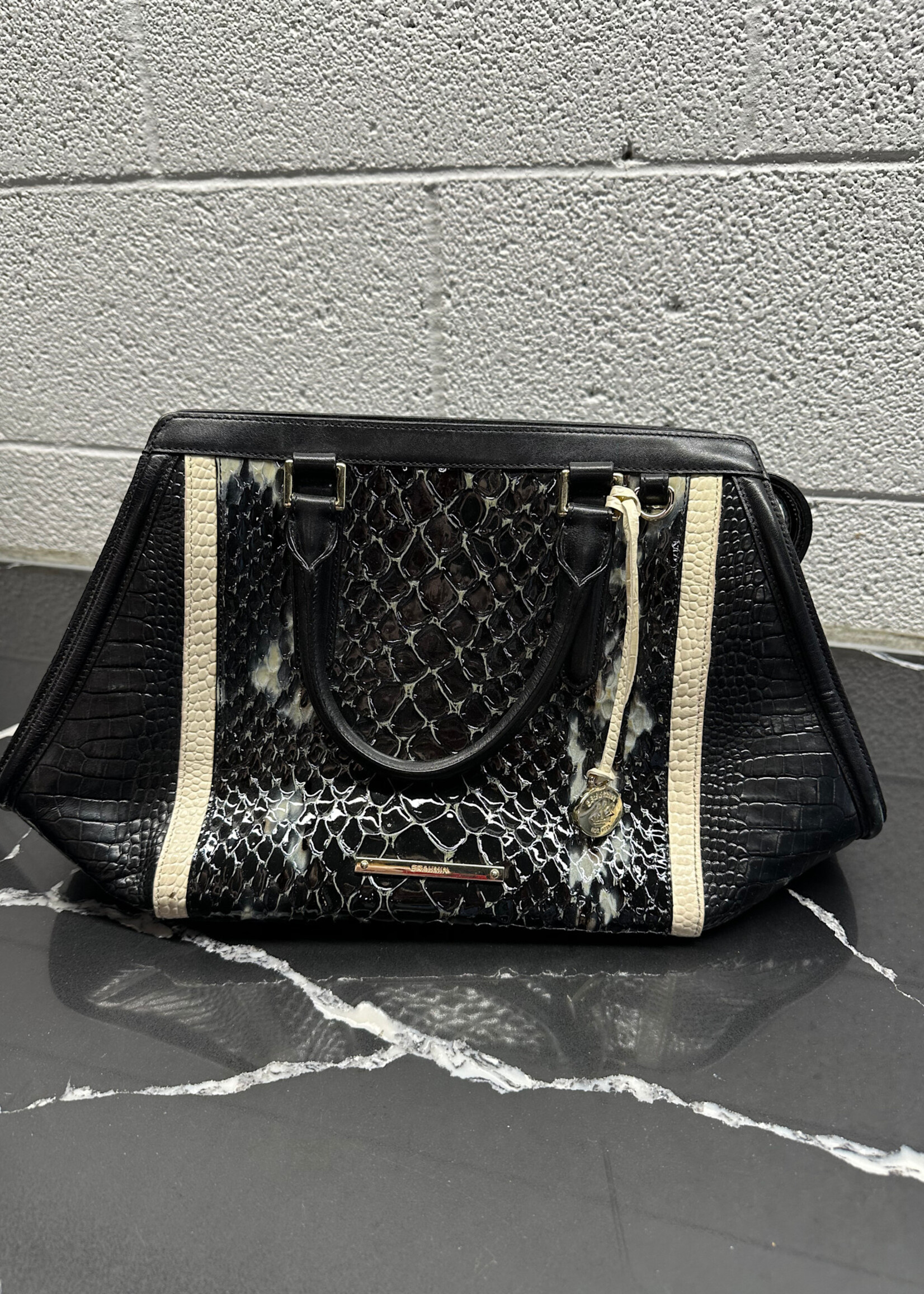 Brahmin Black Reptile Skin Purse