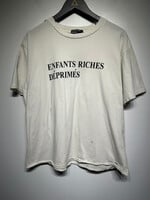 DUPE ERD White Distressed Logo Tee L