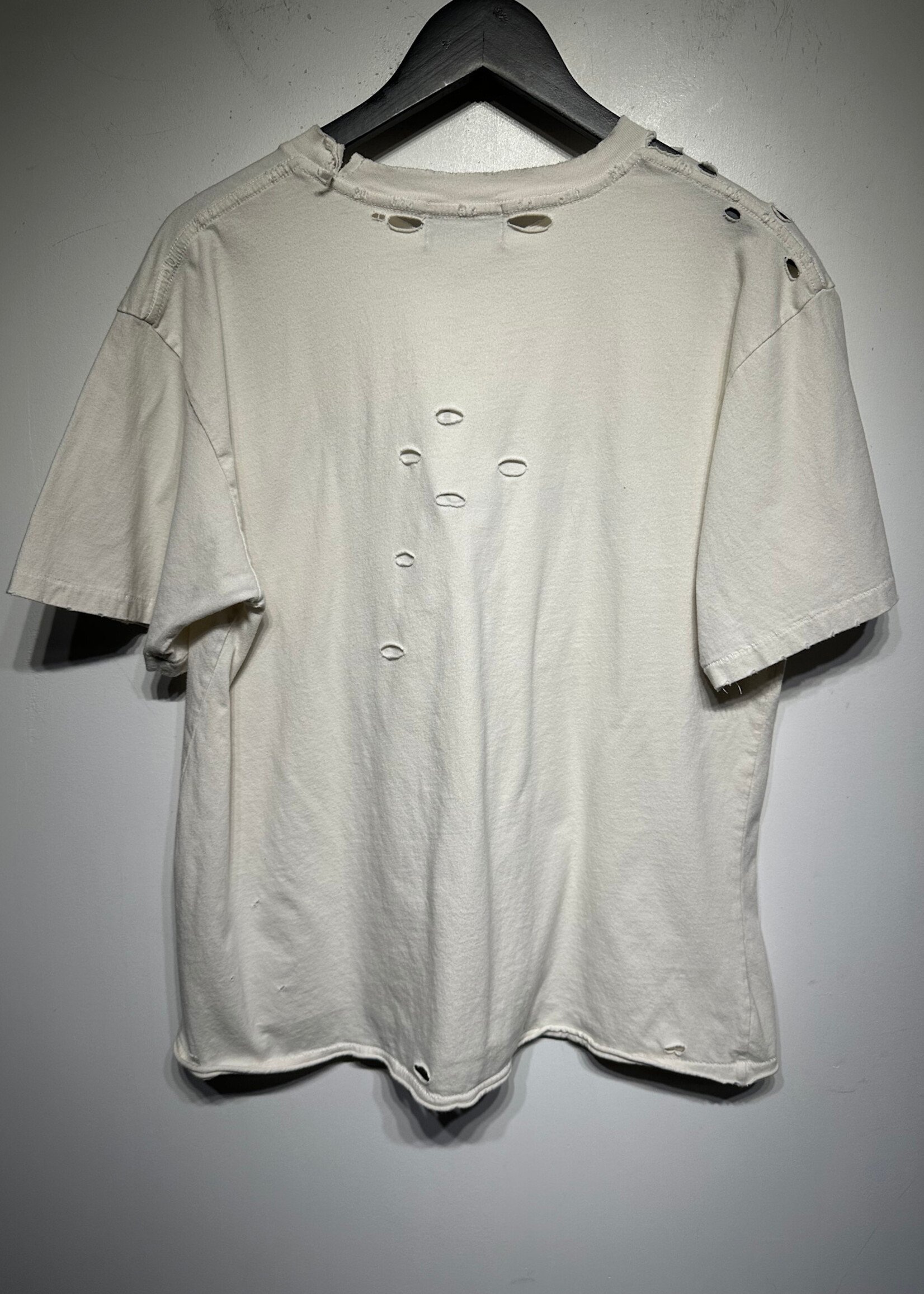 DUPE ERD White Distressed Logo Tee L