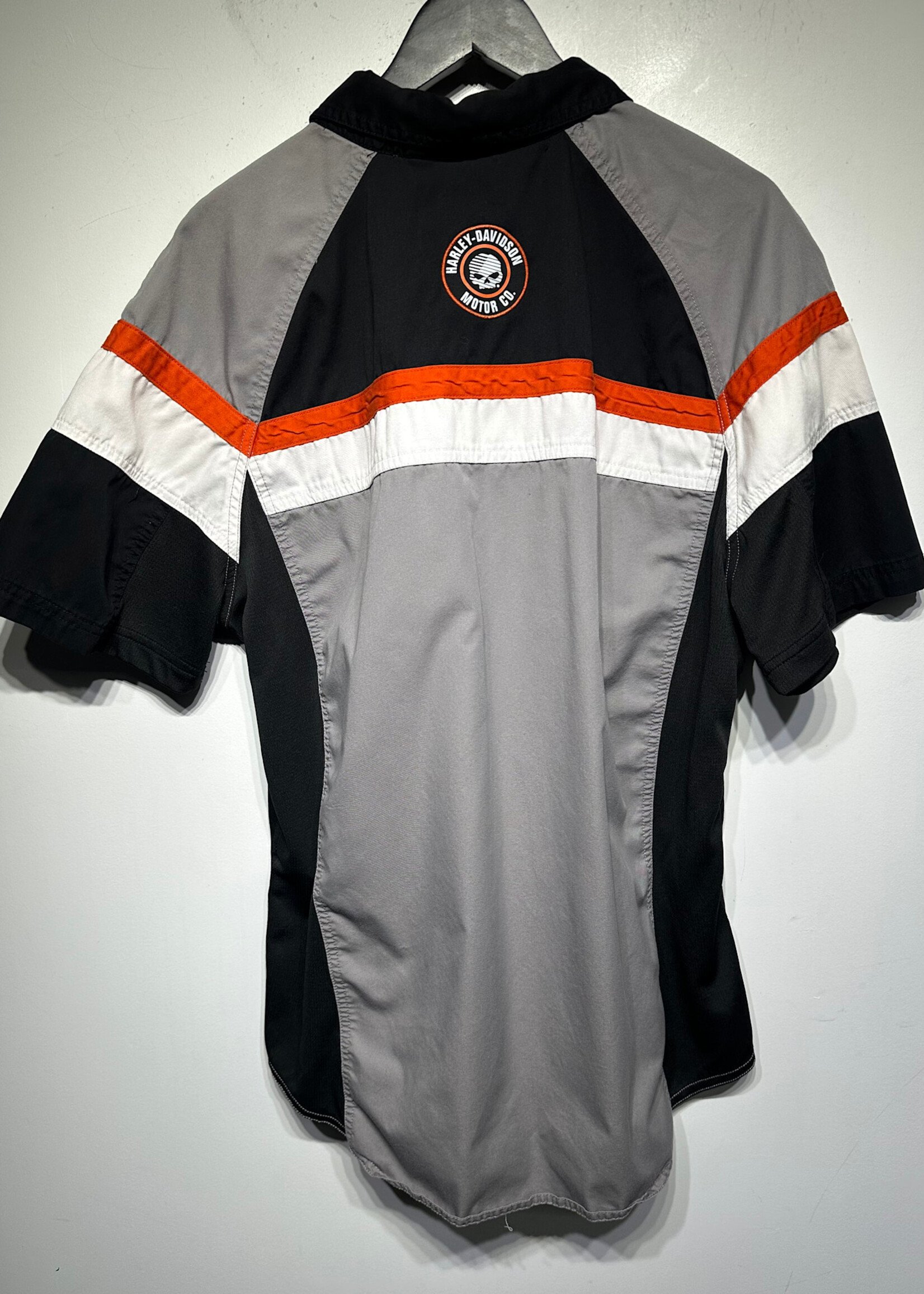 HARLEY BLACK GREY ORANGE B/U SHIRT XL