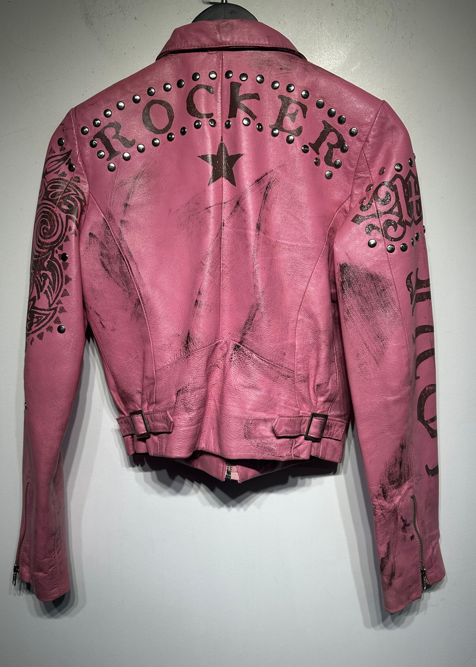 Wilsons Pink Studded Leather Jacket M