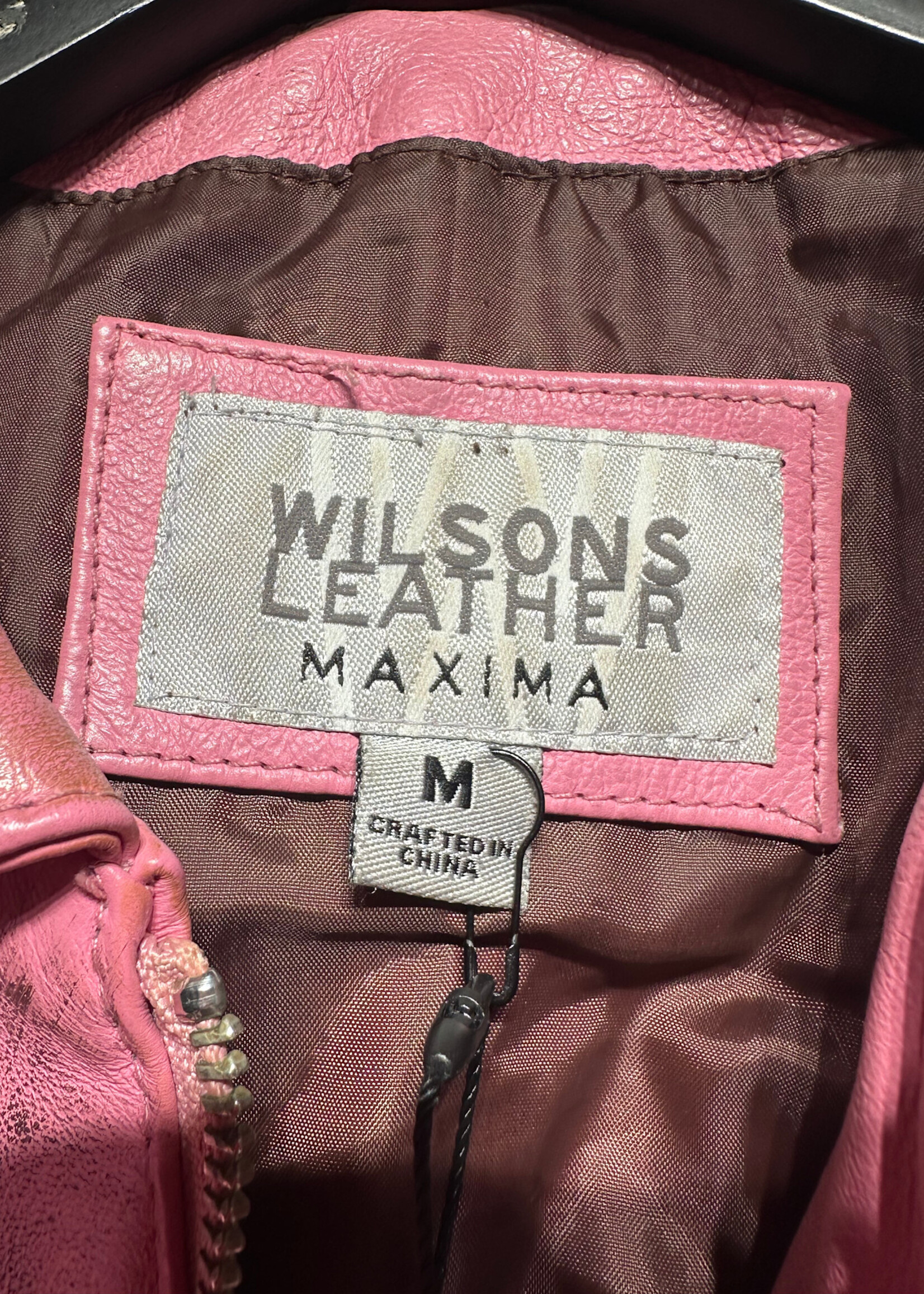 Wilsons Pink Studded Leather Jacket M