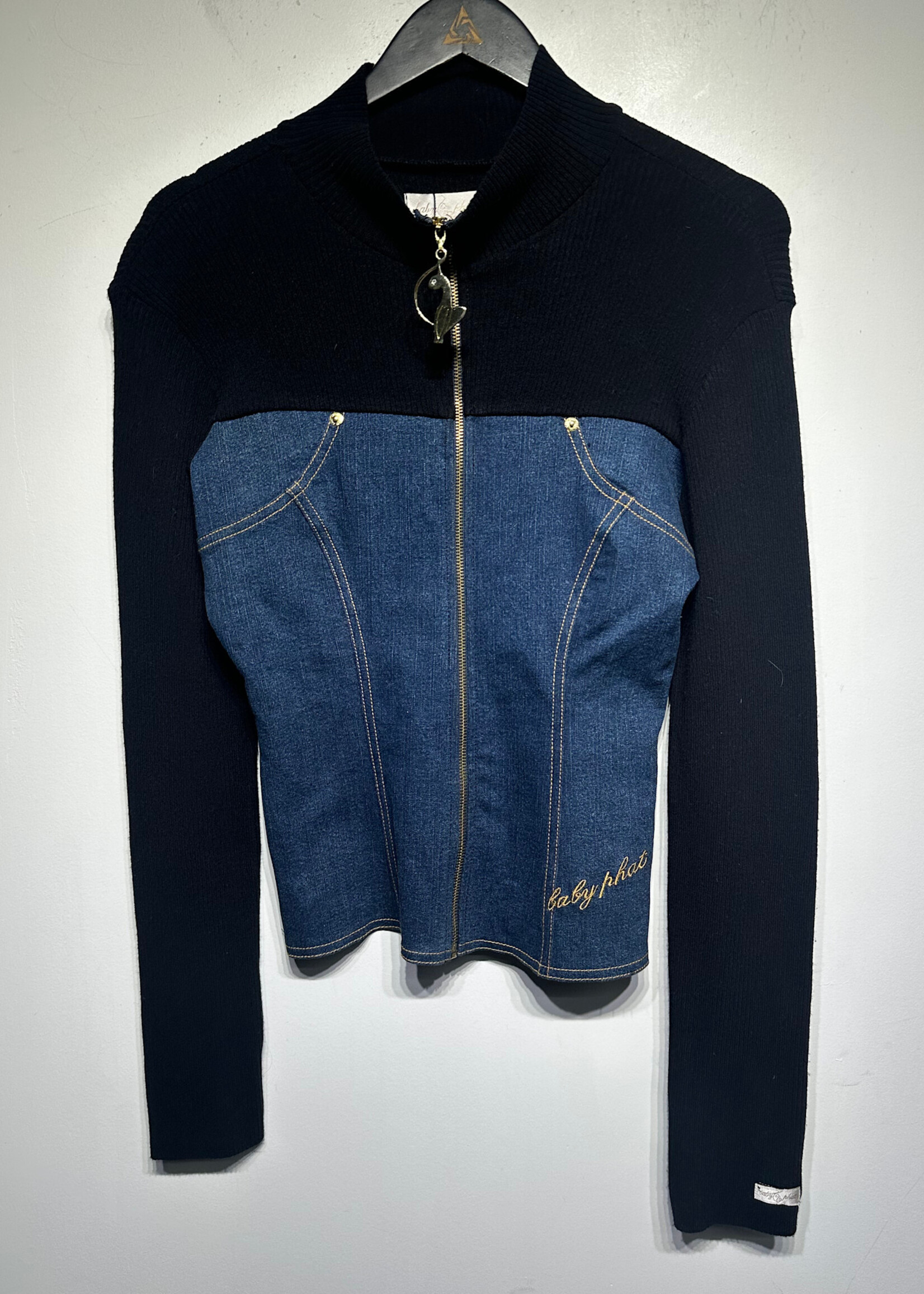 BABYPHAT DENIM RIBBED LS TOP L