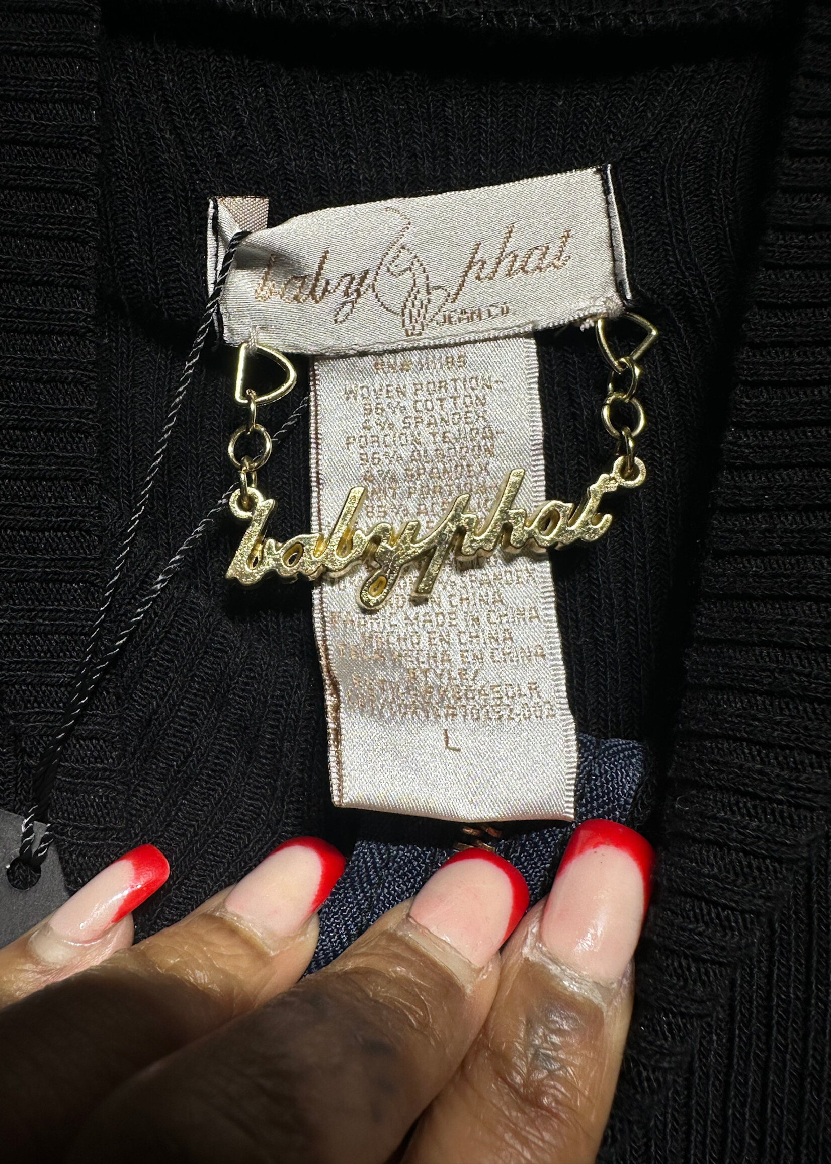 BABYPHAT DENIM RIBBED LS TOP L