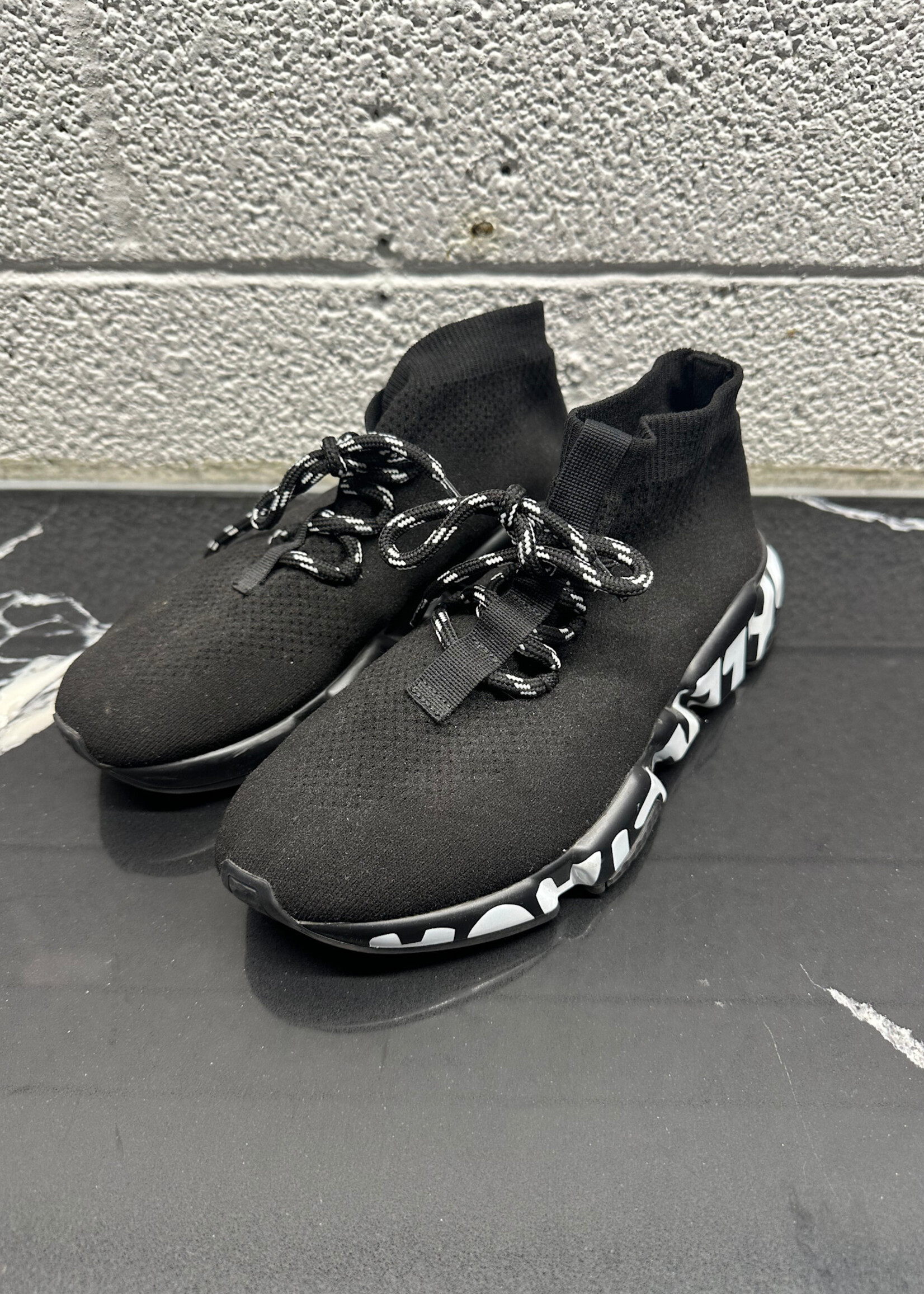 Balenciaga White Black Logo Sock Runner 37/7