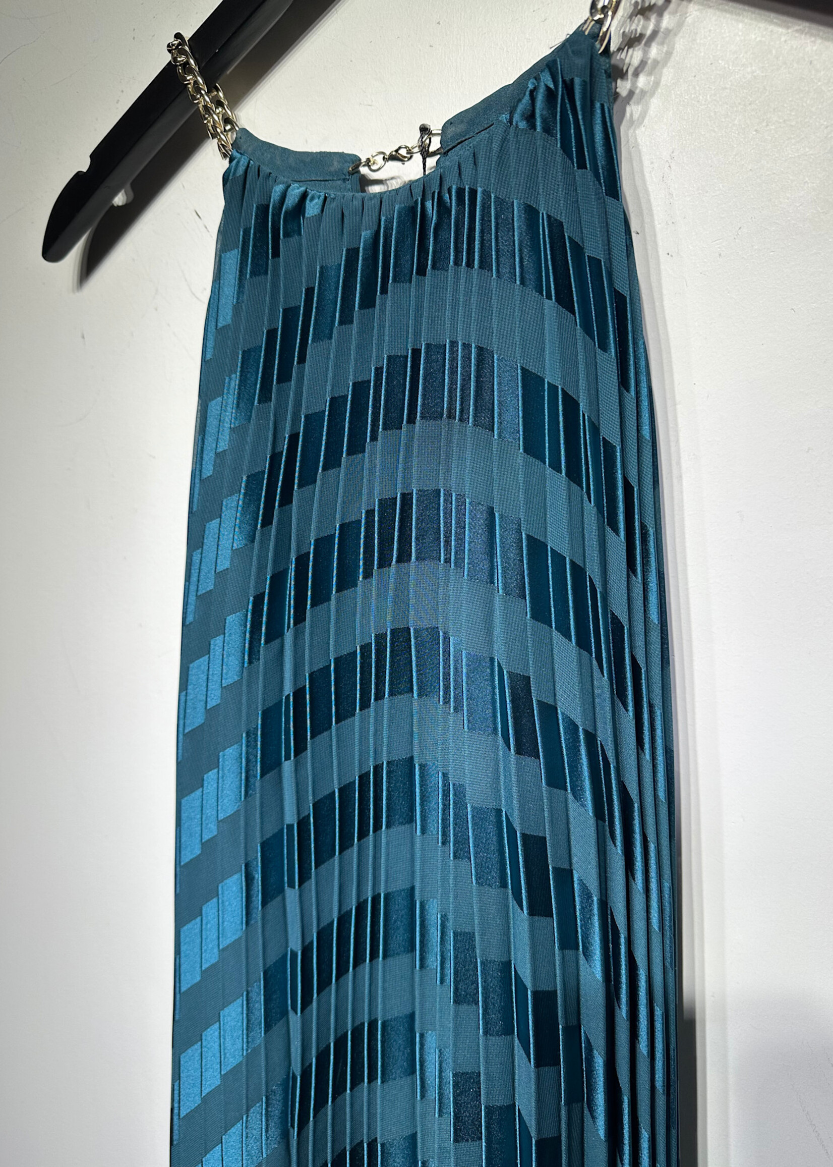 Ted Baker Teal Pleated Chain Dress L