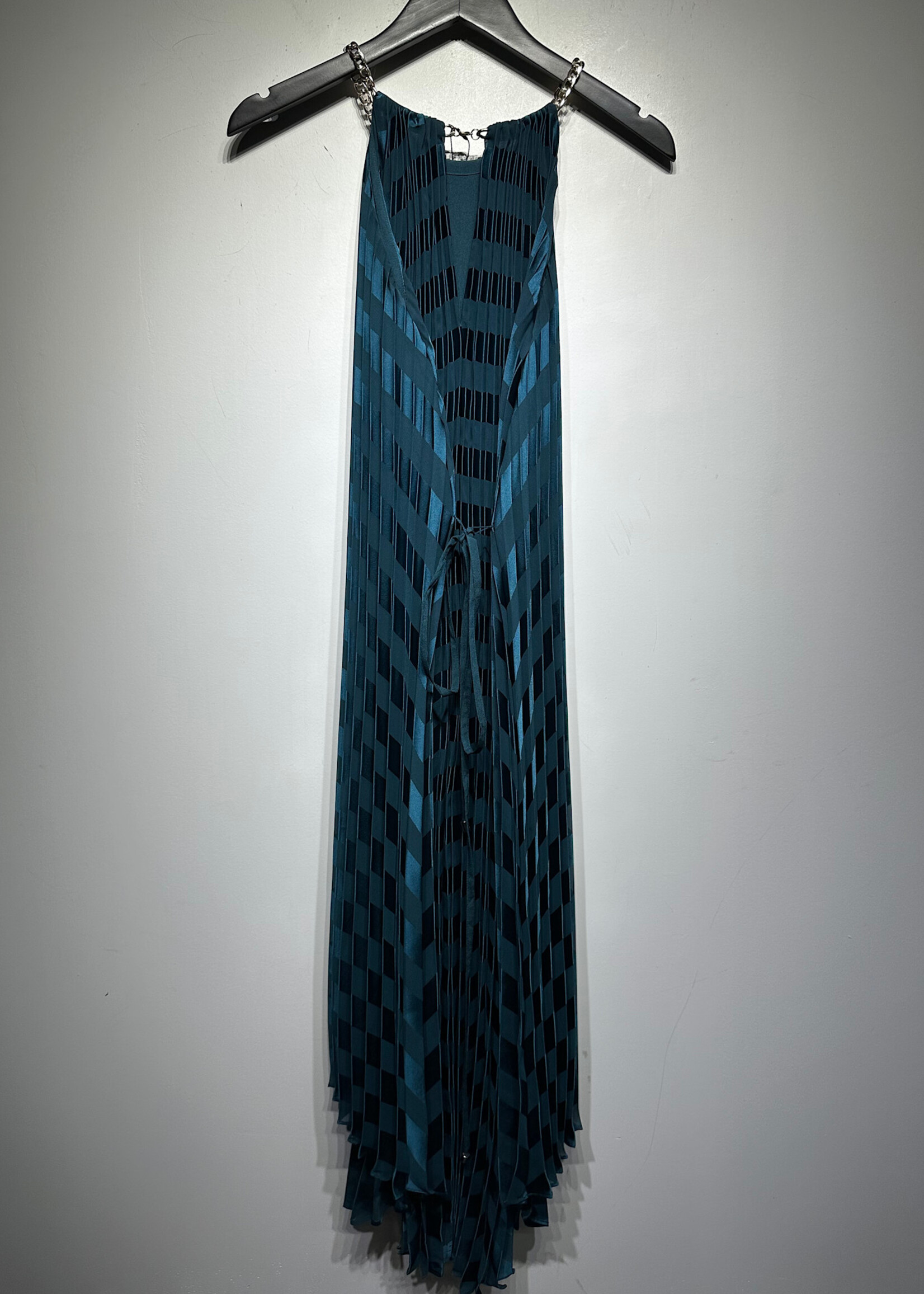 Ted Baker Teal Pleated Chain Dress L