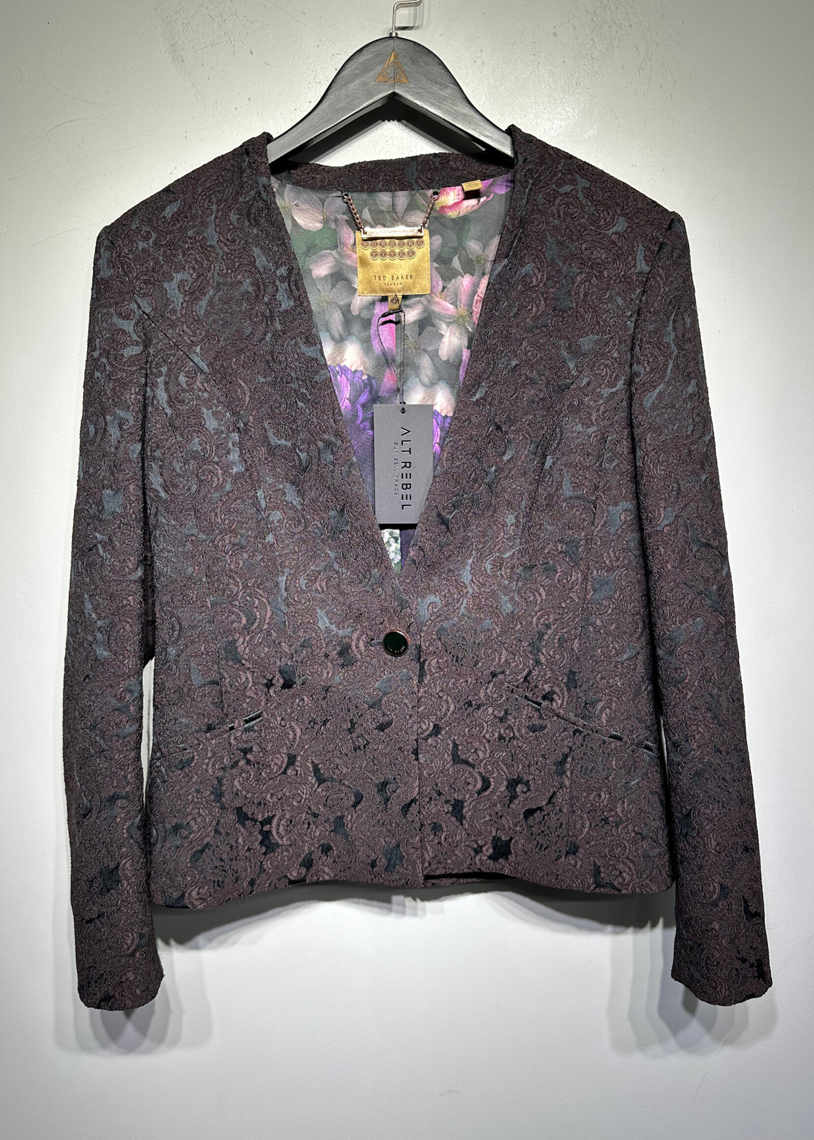 Ted Baker Dark Brownish Red Lace Blazer Fem L