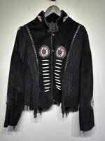 Real Leather Custom Fringe Embellished Jacket L
