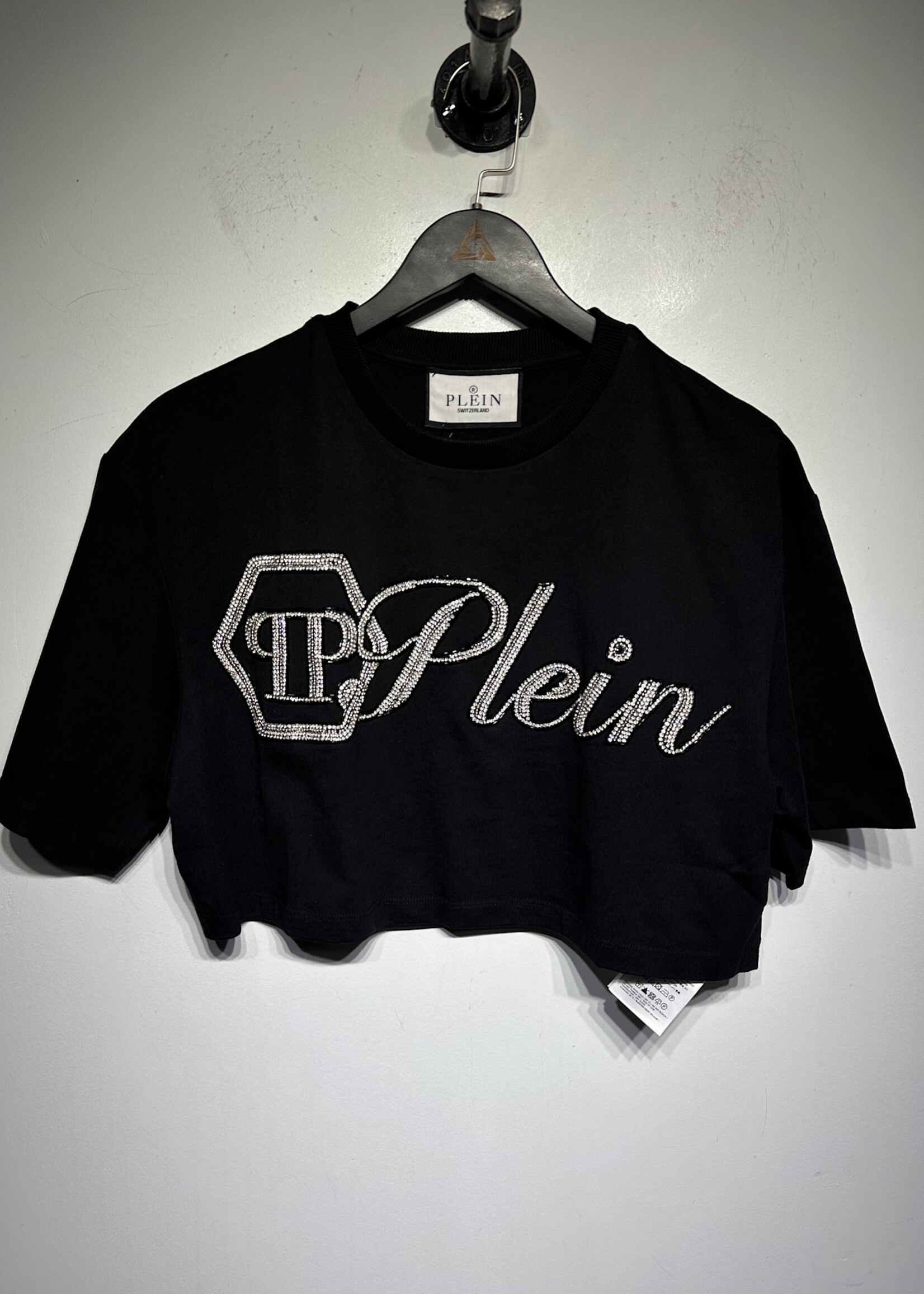 Phillip Plein NWT Black Crop Logo Tee Fem M