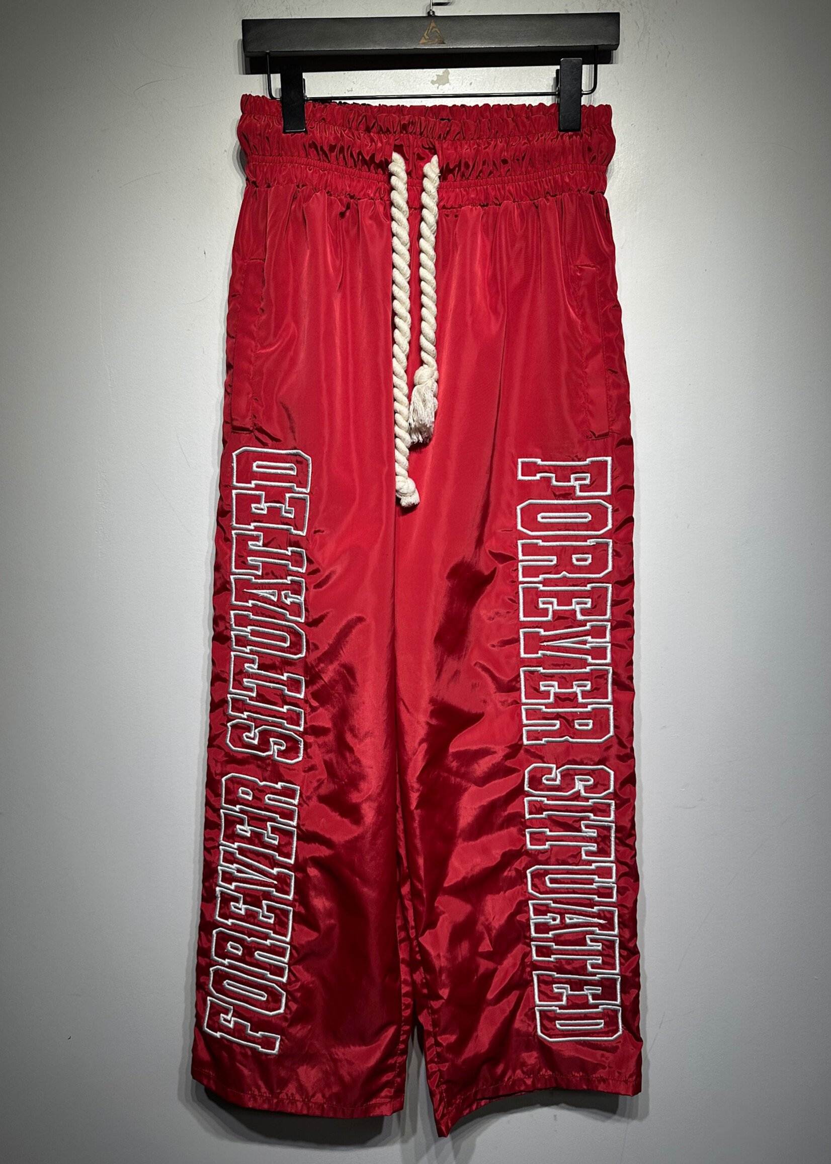 Forever Situated Red Nylon Pants 28