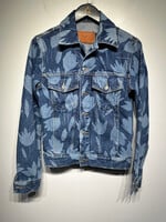Sandro Blue Tulip Print Jean Jacket Masc XS AS IS