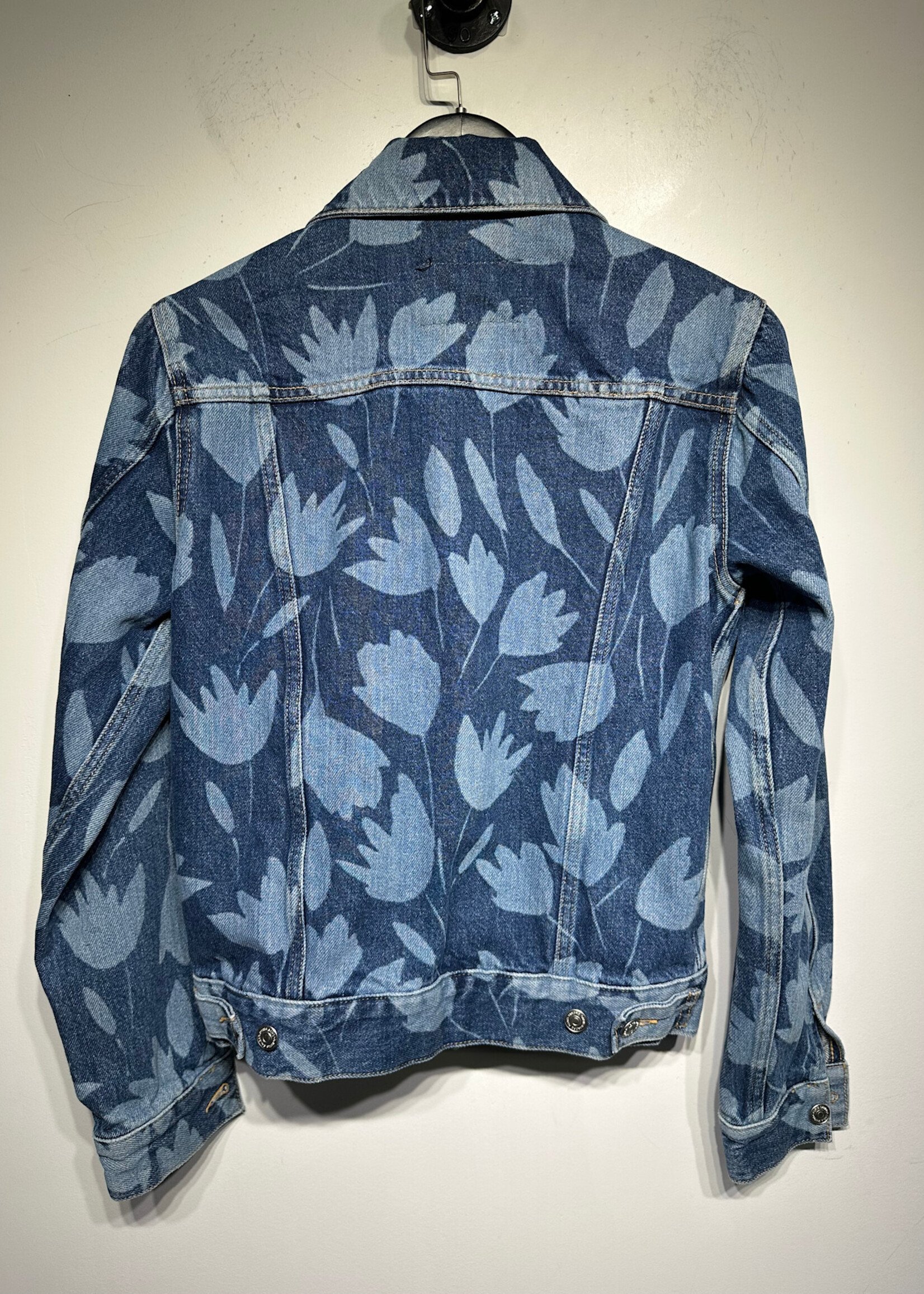 Sandro Blue Tulip Print Jean Jacket Masc XS AS IS