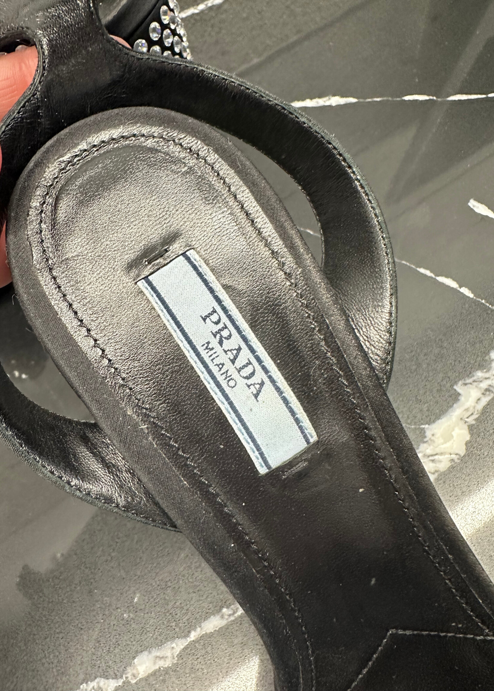 Prada Embellished Rhinestone Black Heels Fem 39/8.5