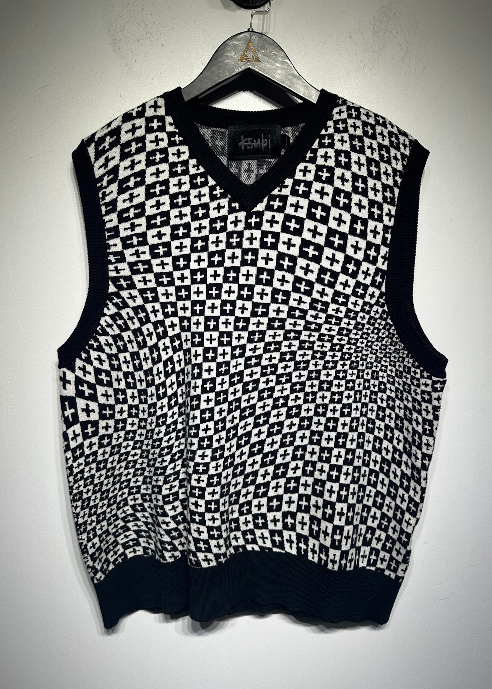 Ksubi Black White Checker Sweater Vest L