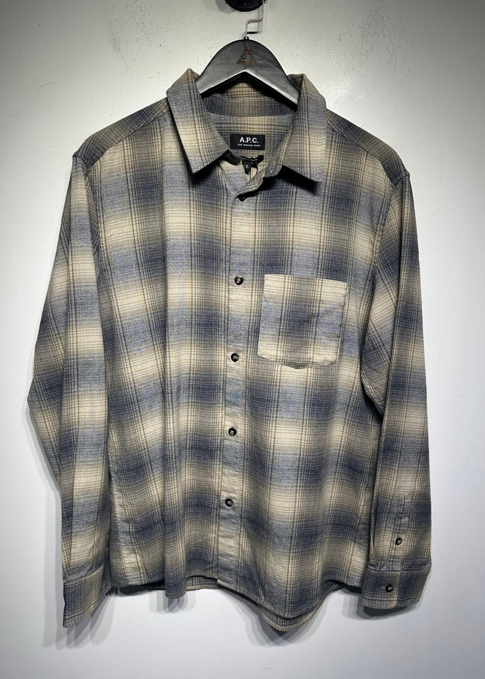 APC Yellow Blue Plaid Flannel XL