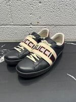 Gucci Black Elastic Logo Ace Trainers 10.5