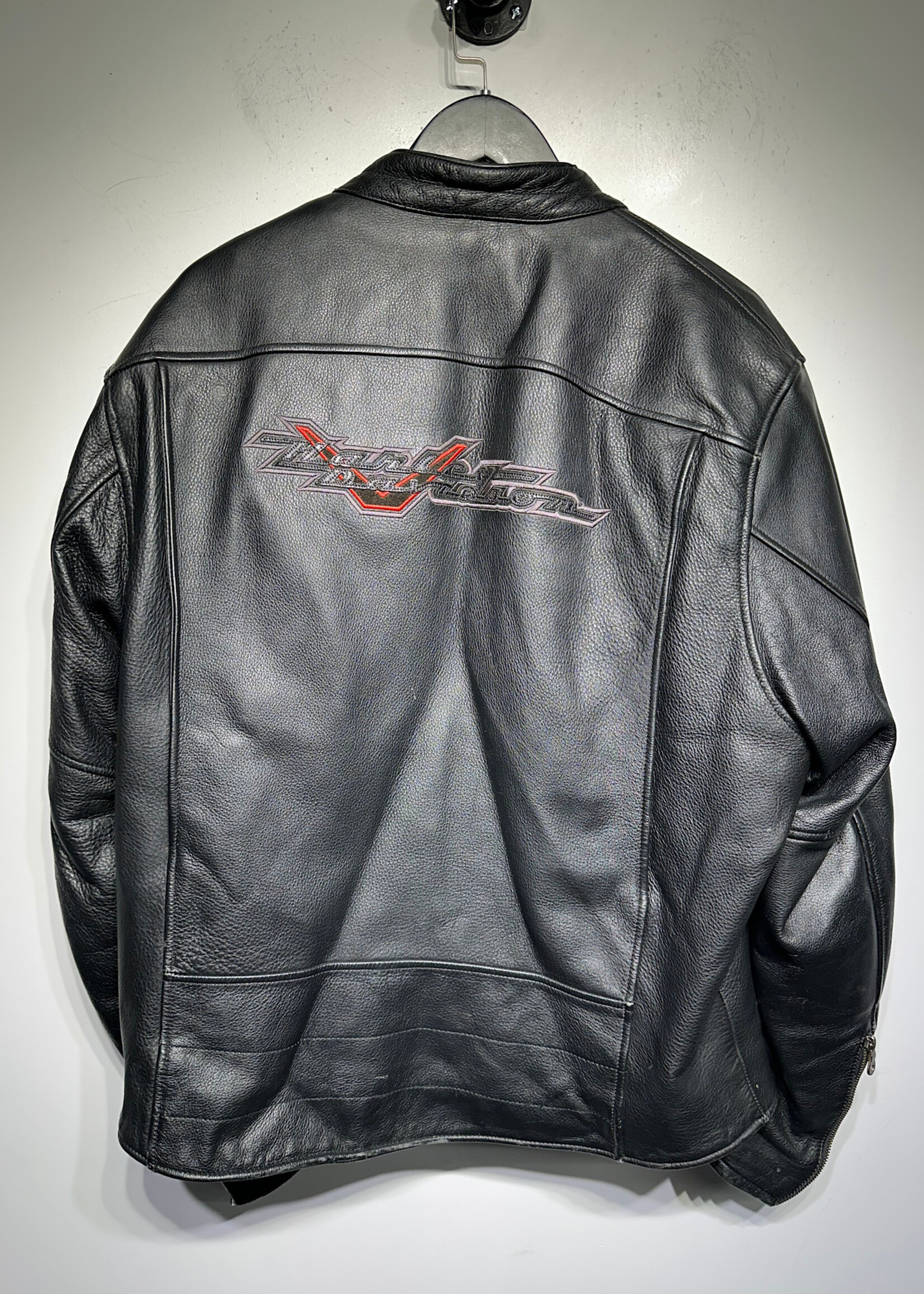 Harley Davidson Black Leather Moto Jacket XL 2