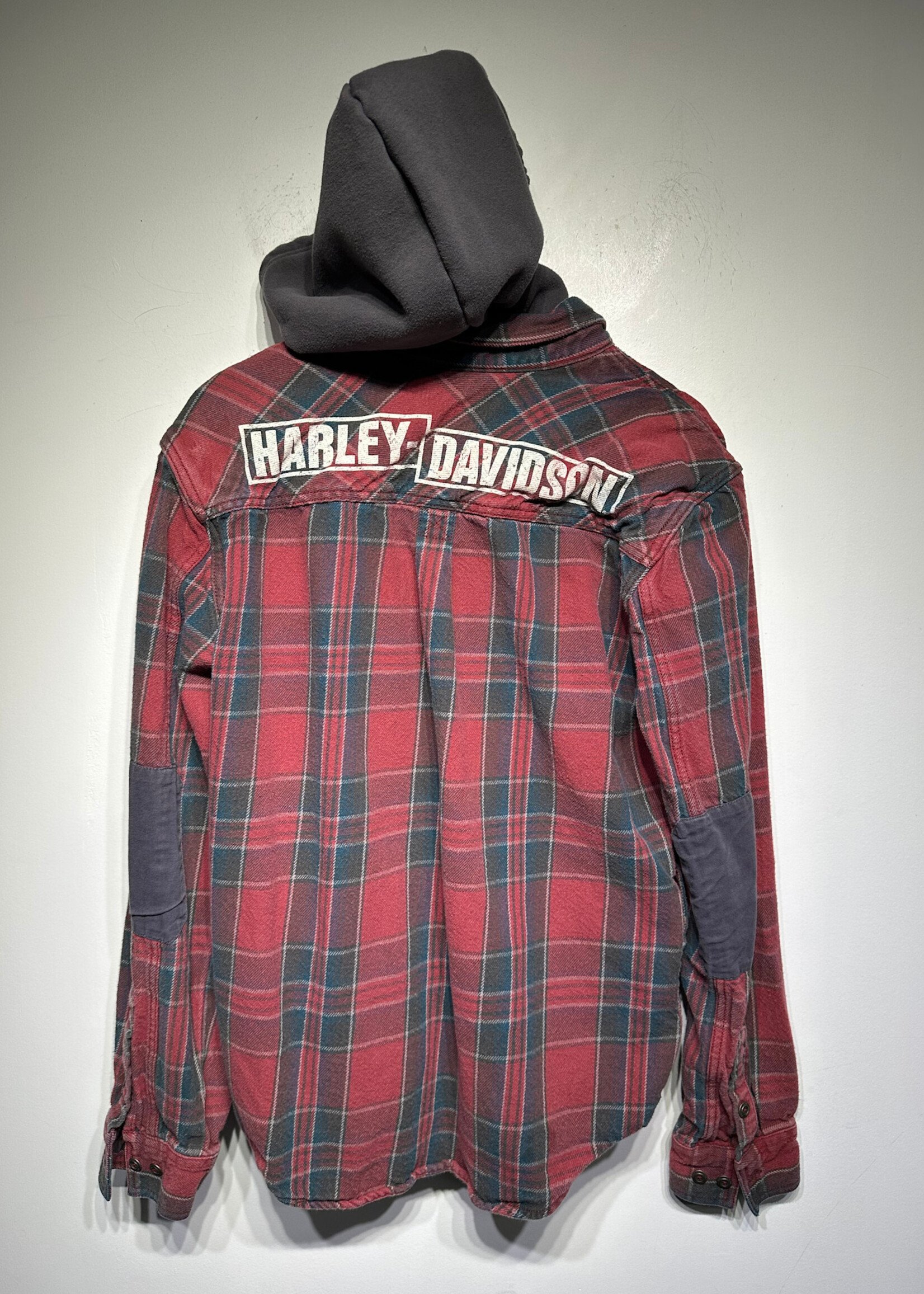Harley Red Plaid Hooded Jacket L