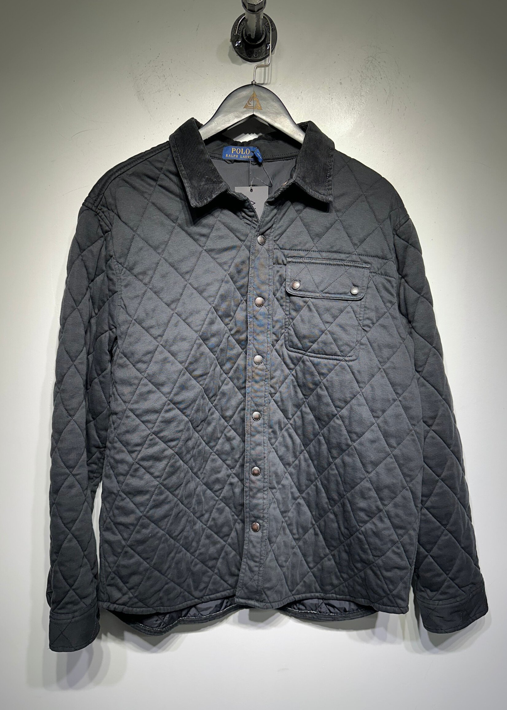 Polo RL Black Quilted B/U Cord Collar Jacket XL