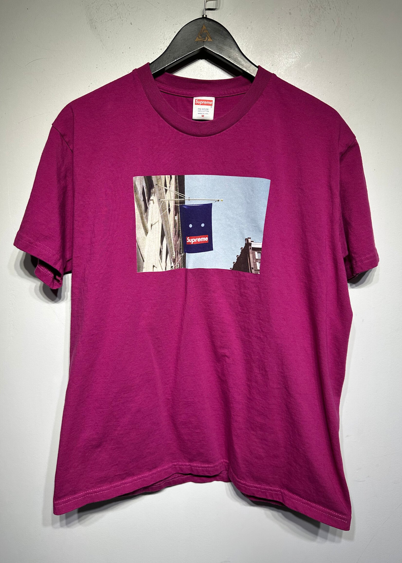Supreme Magenta Embroidered Logo Tee L