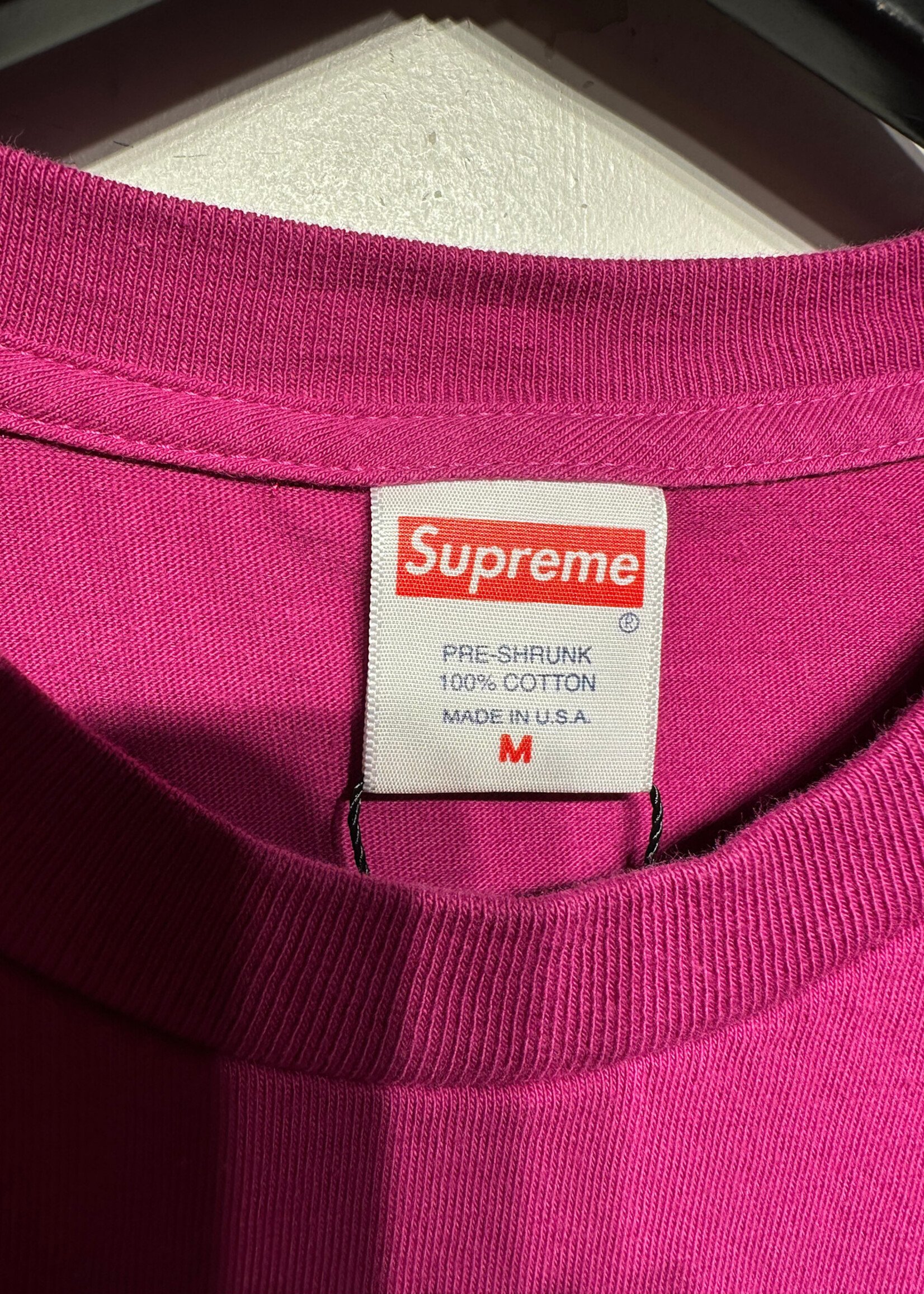 Supreme Magenta Embroidered Logo Tee L