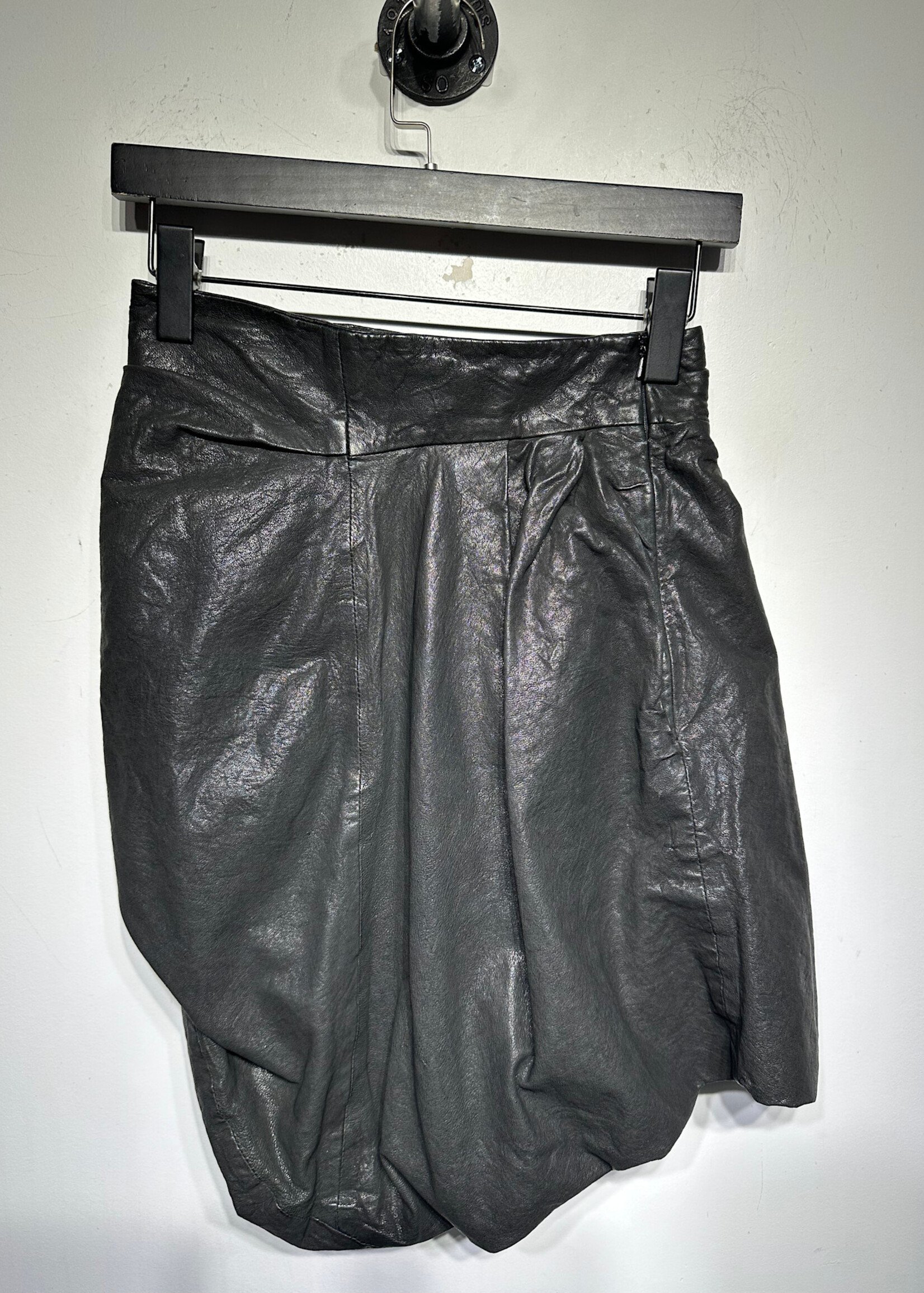 Allsaints Black Leather Bubble Skirt Fem 23