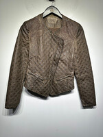 Zara Brown Faux Leather Zip Jacket S