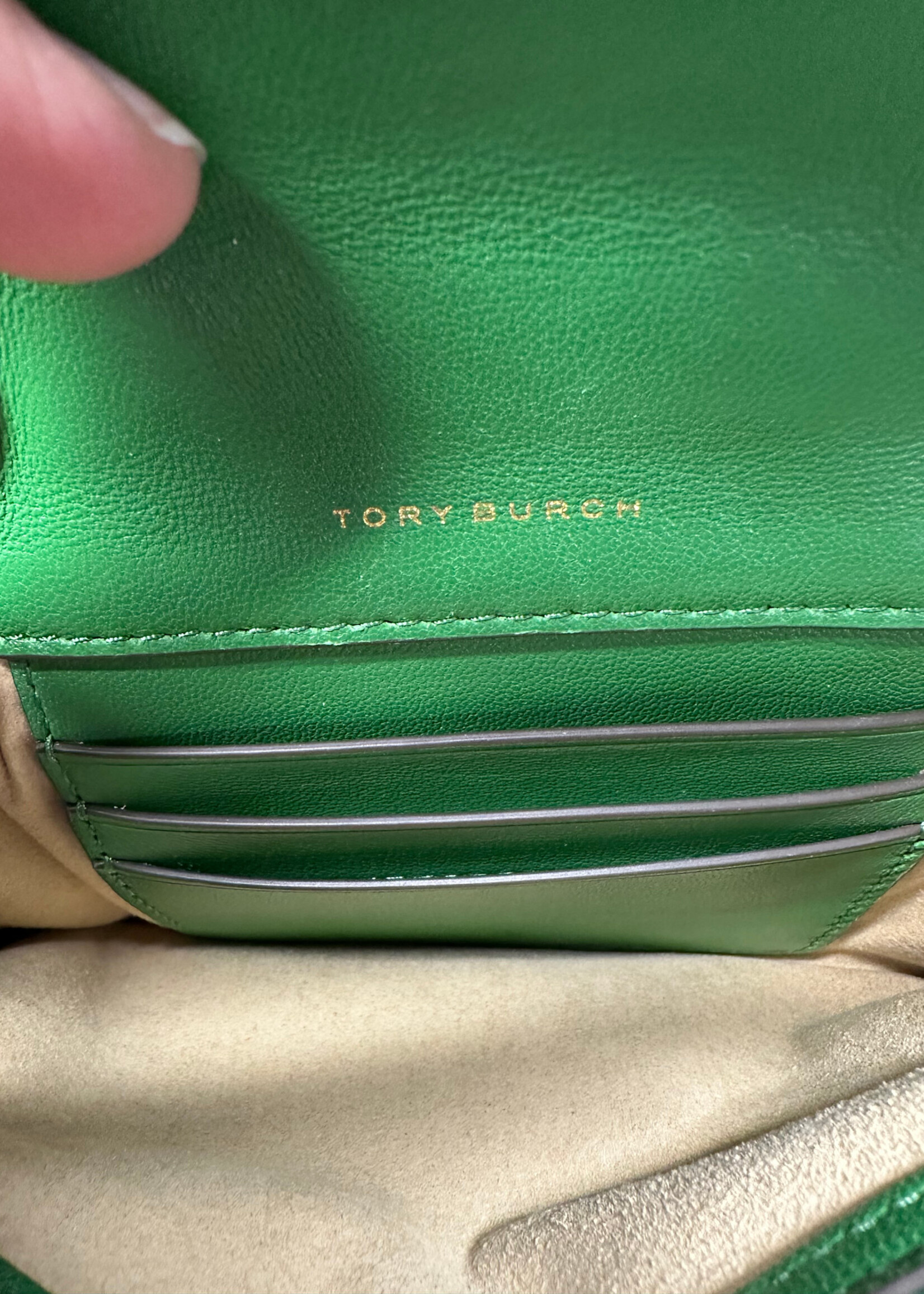 Tory Burch Kira Quilted Satchel in Daphne Green