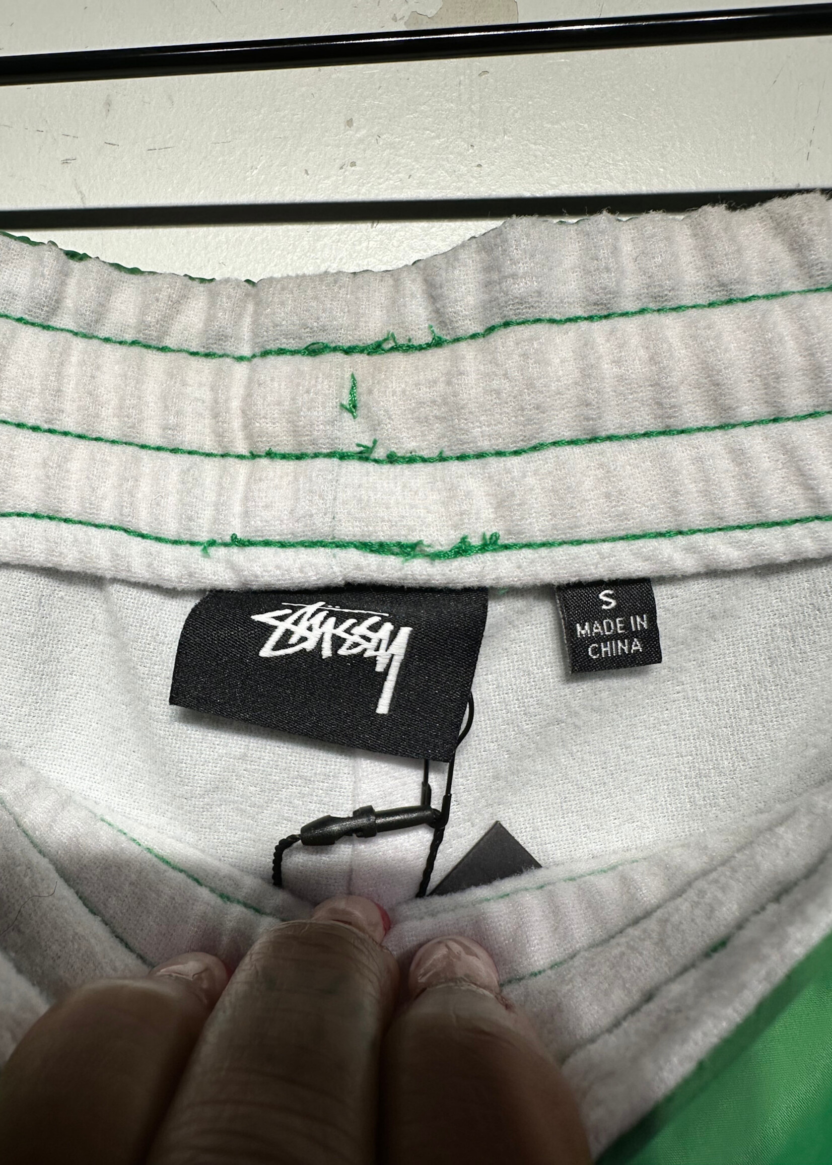 STUSSY GREEN NYLON TRACK PANTS MASC 30
