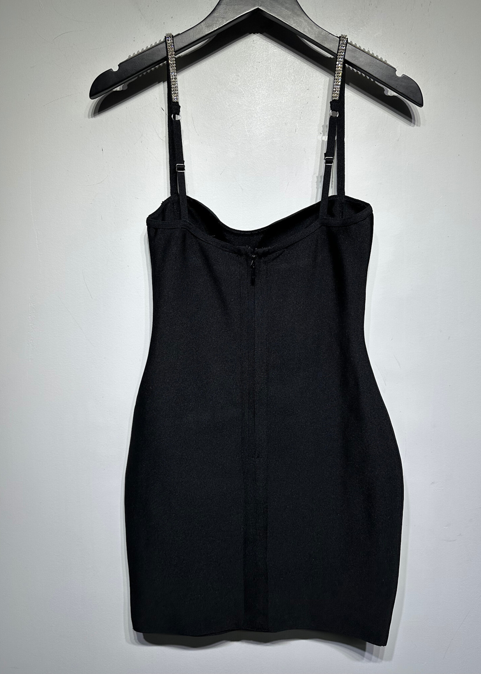 SUPERDOWN BLK RHINESTONE TRIM DRESS M