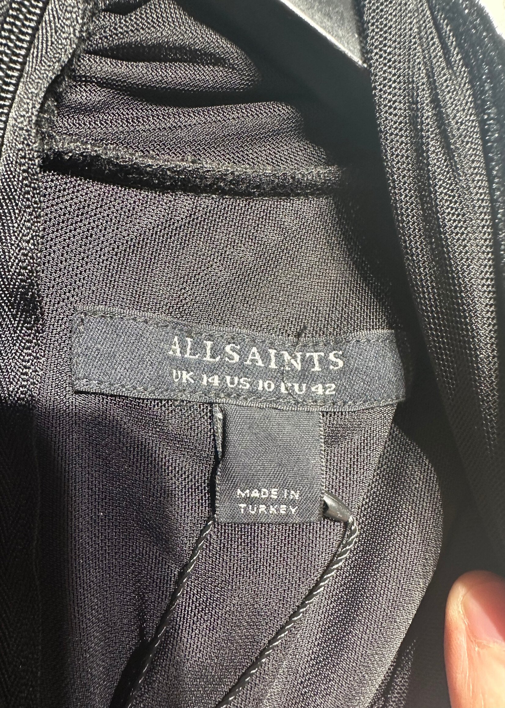 Allsaints Black Velour Asymmetrical Top M/L