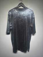 Allsaints Silver Sequin T-Shirt Dress S