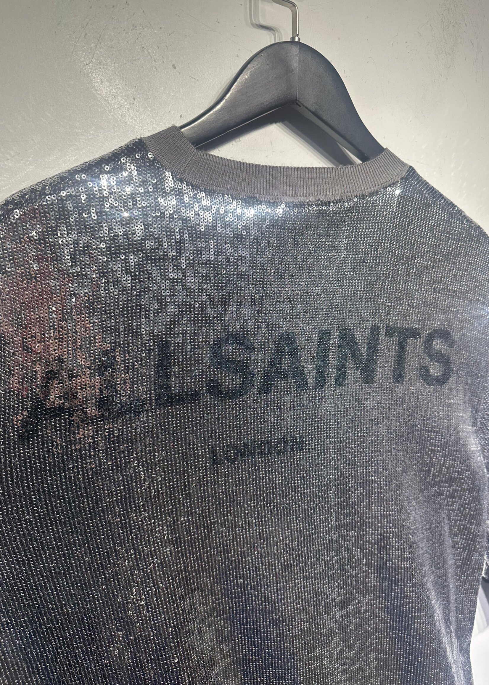 Allsaints Silver Sequin T-Shirt Dress S