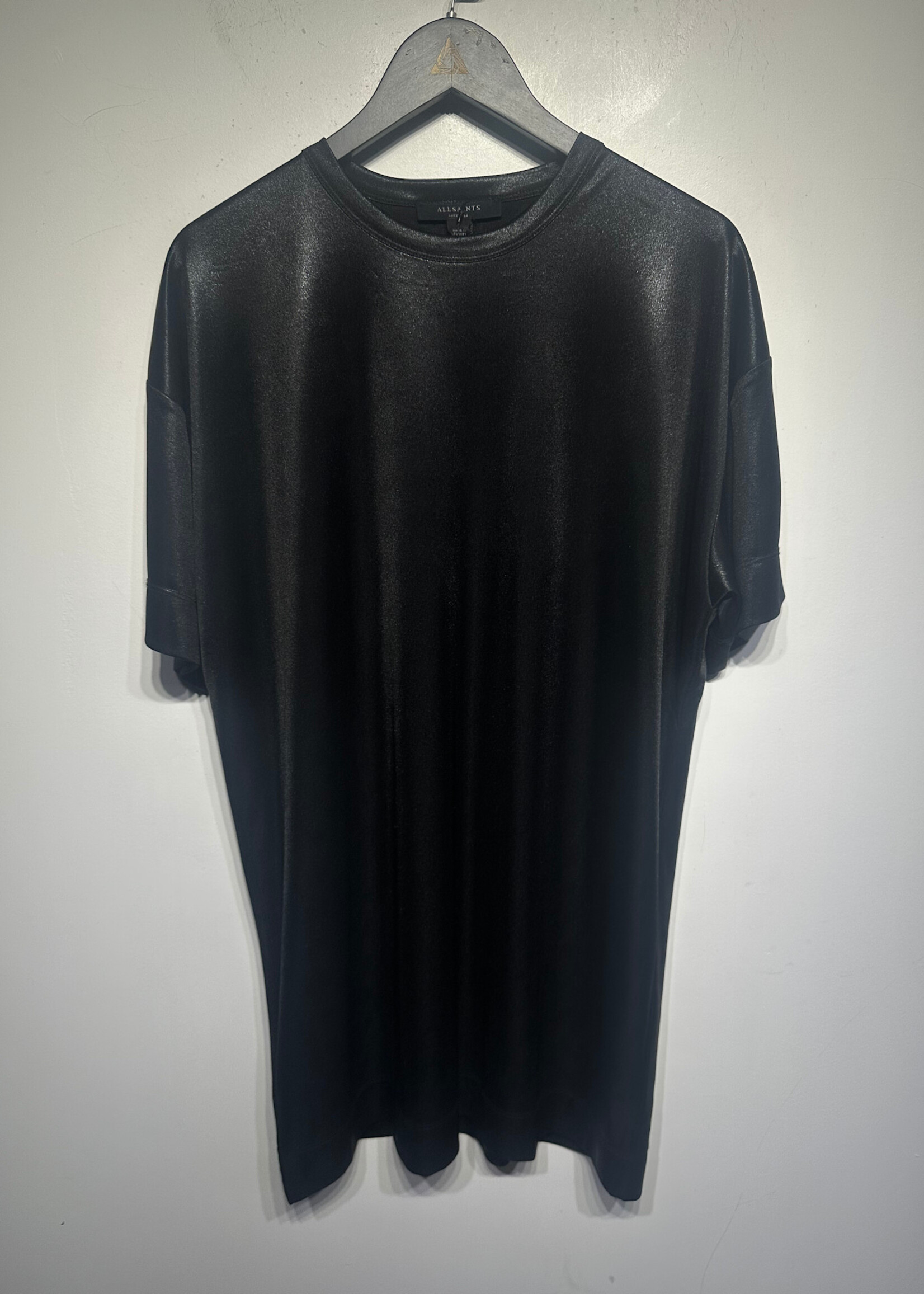 Allsaints Black Shimmer T-Shirt Dress M