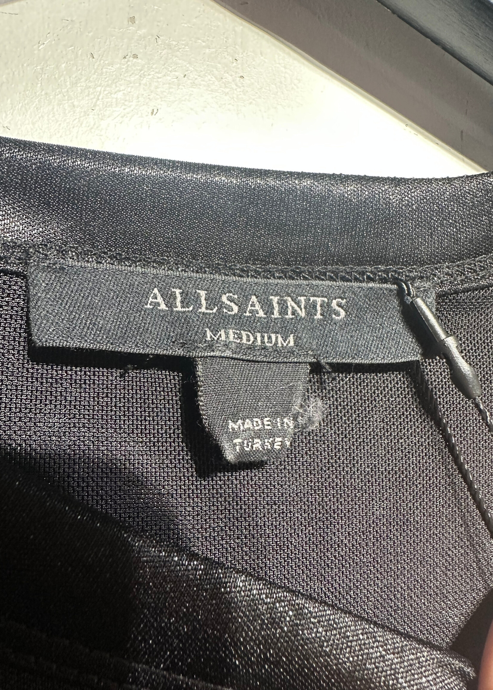 Allsaints Black Shimmer T-Shirt Dress M