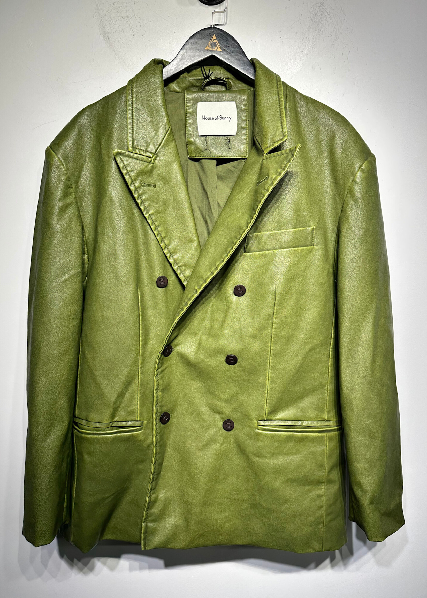House of Sunny Green Faux Leather Blazer M/L