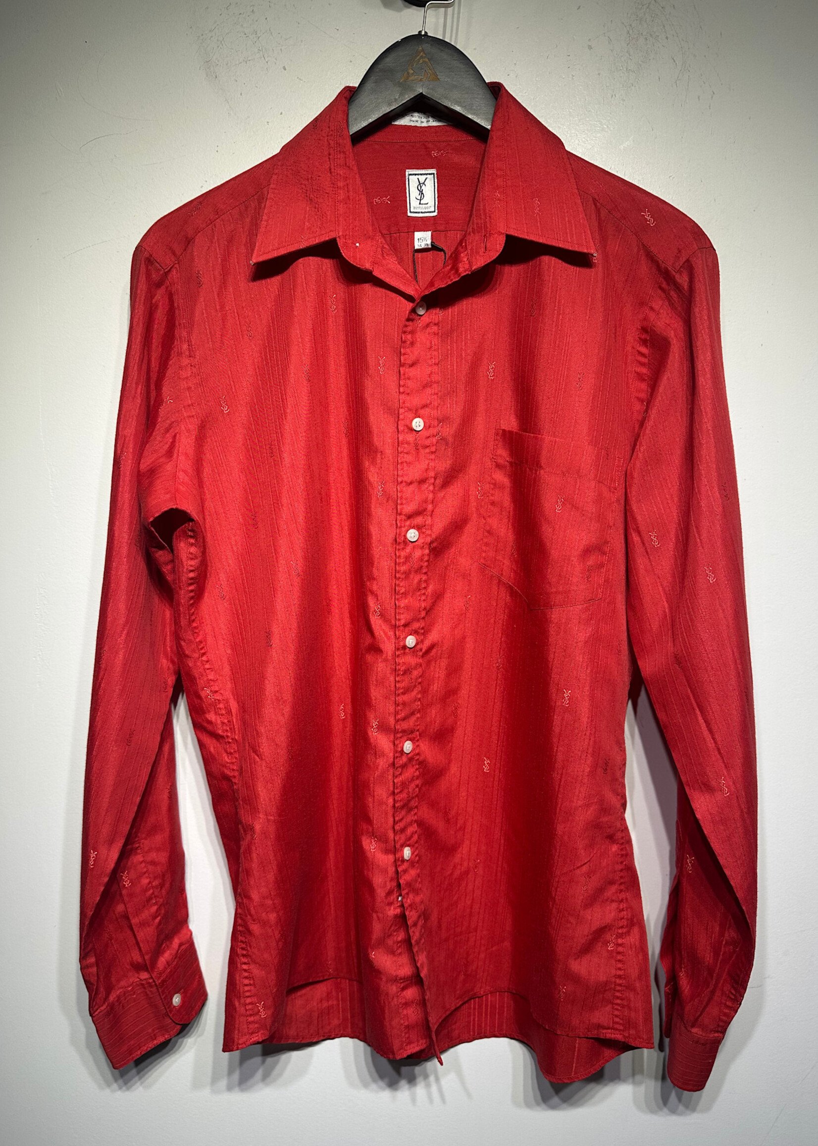 YSL VINTAGE RED BUTTON UP L