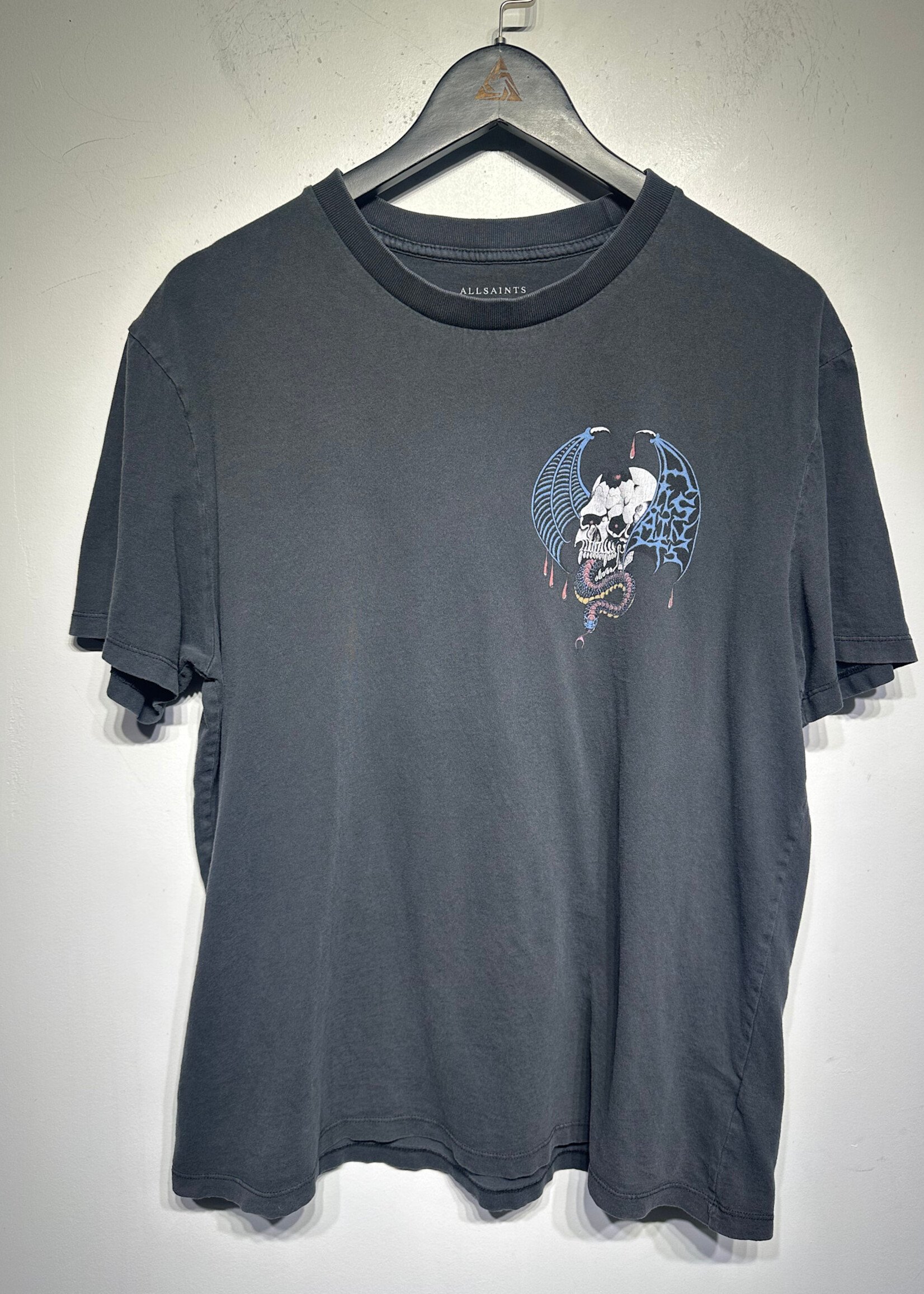 Allsaints Black Skull Wings Tee M